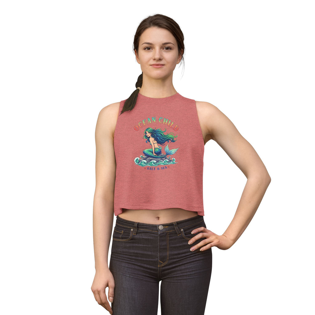 Ocean Child Mermaid Crop Top — Women's Beachy Graphic Tank (Salt & Sea)