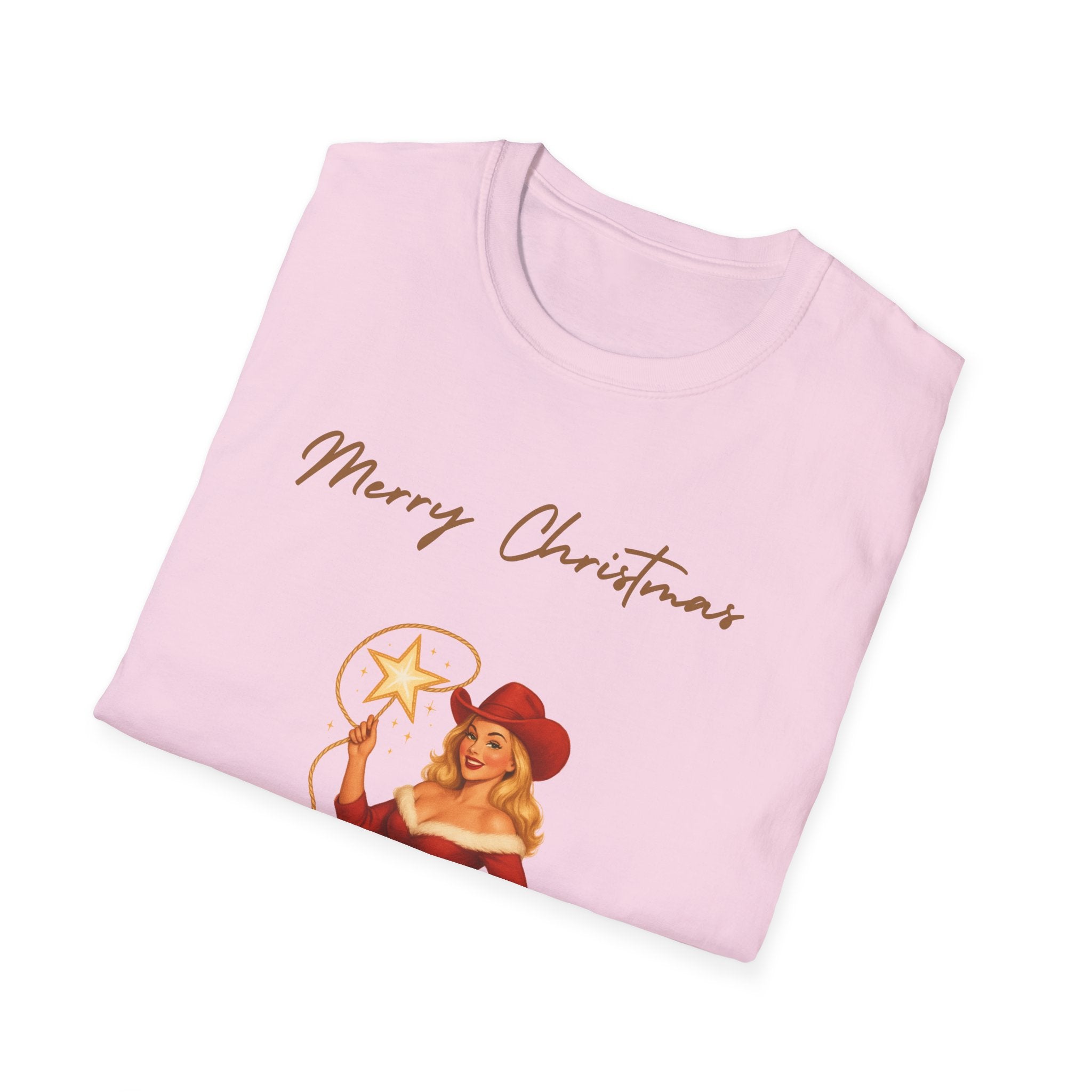 Christmas Cowgirl T-Shirt — "Merry Christmas" Pinup Holiday Tee