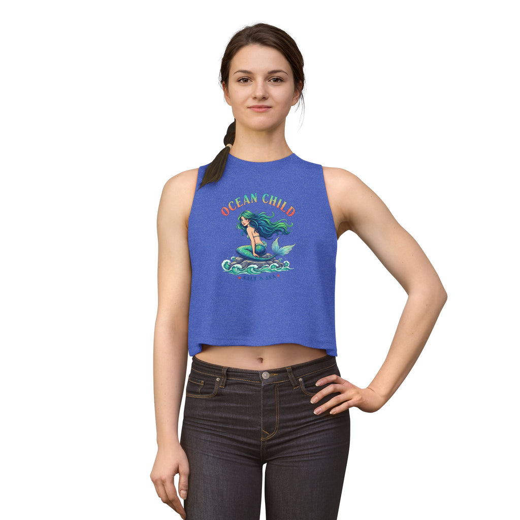 Ocean Child Mermaid Crop Top — Women's Beachy Graphic Tank (Salt & Sea)