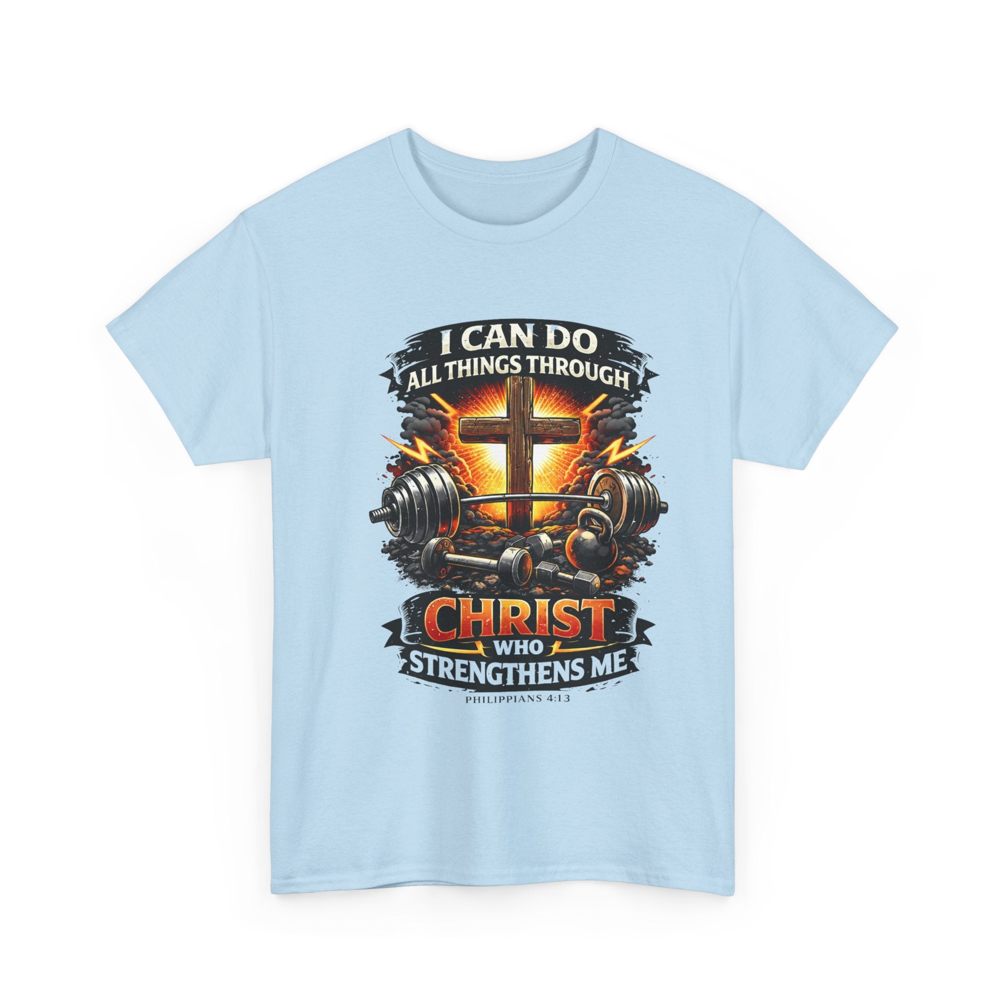Christian Gym T‑Shirt – "I Can Do All Things Through Christ Who Strengthens Me" Faith & Fitness Tee