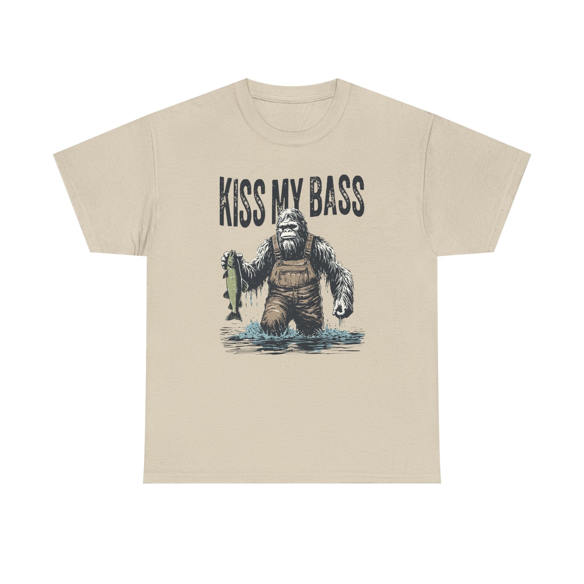 Kiss My Bass Bass Fishing T-Shirt — Funny Bigfoot Fisherman Graphic Tee