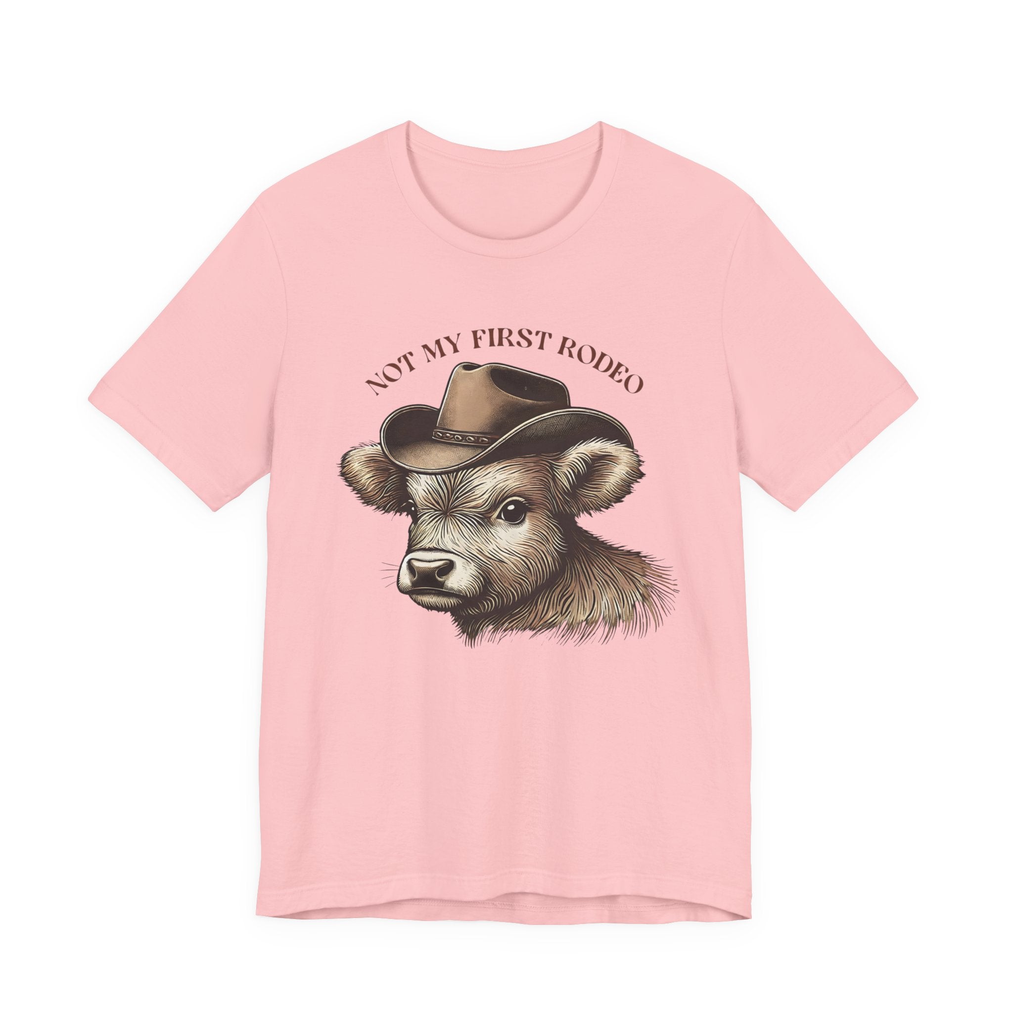 Not My First Rodeo Cow Tee — Western Cow with Cowboy Hat Graphic