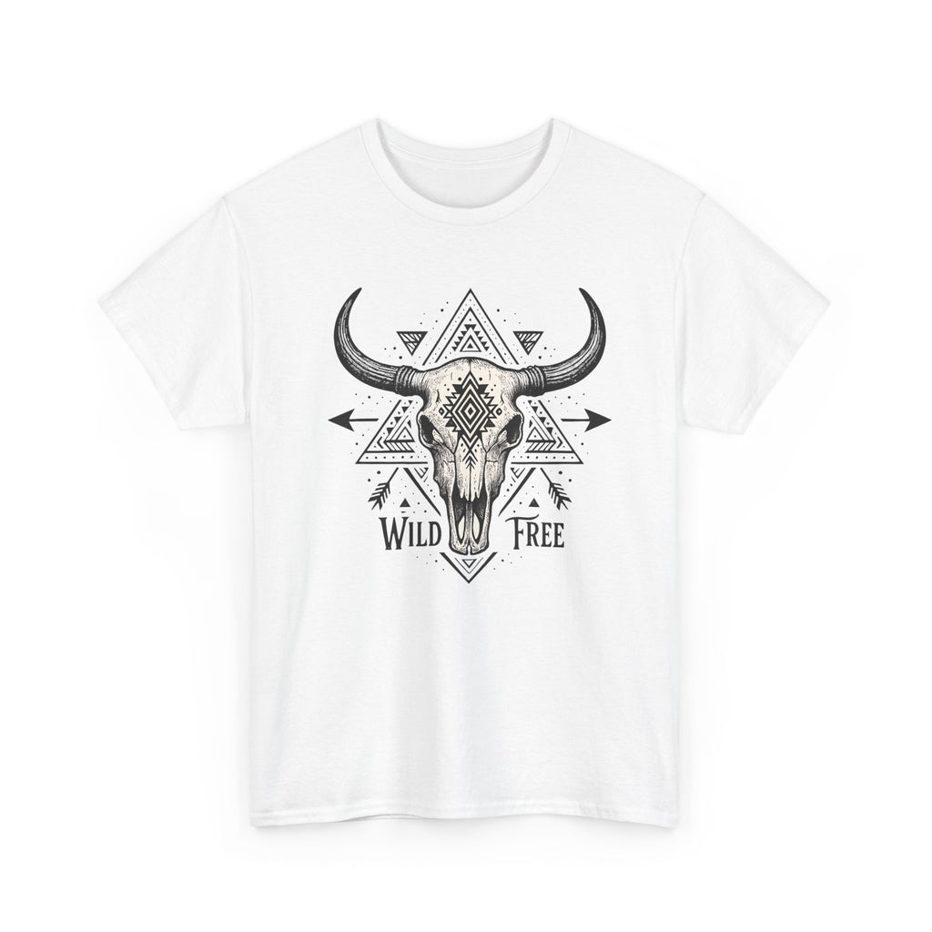 Wild & Free Buffalo Skull T-Shirt — Boho Western Graphic Tee