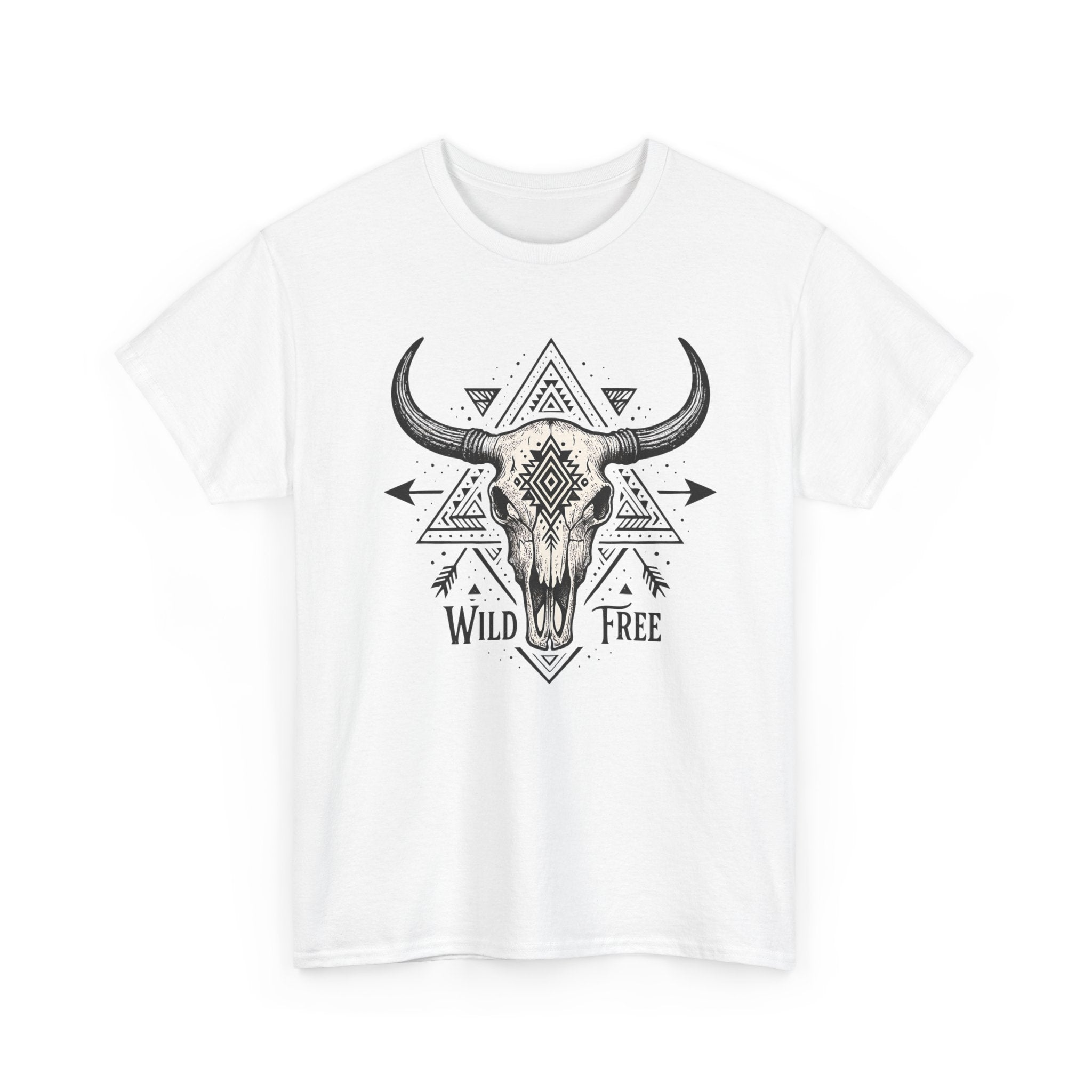 Wild & Free Buffalo Skull T-Shirt — Boho Western Graphic Tee