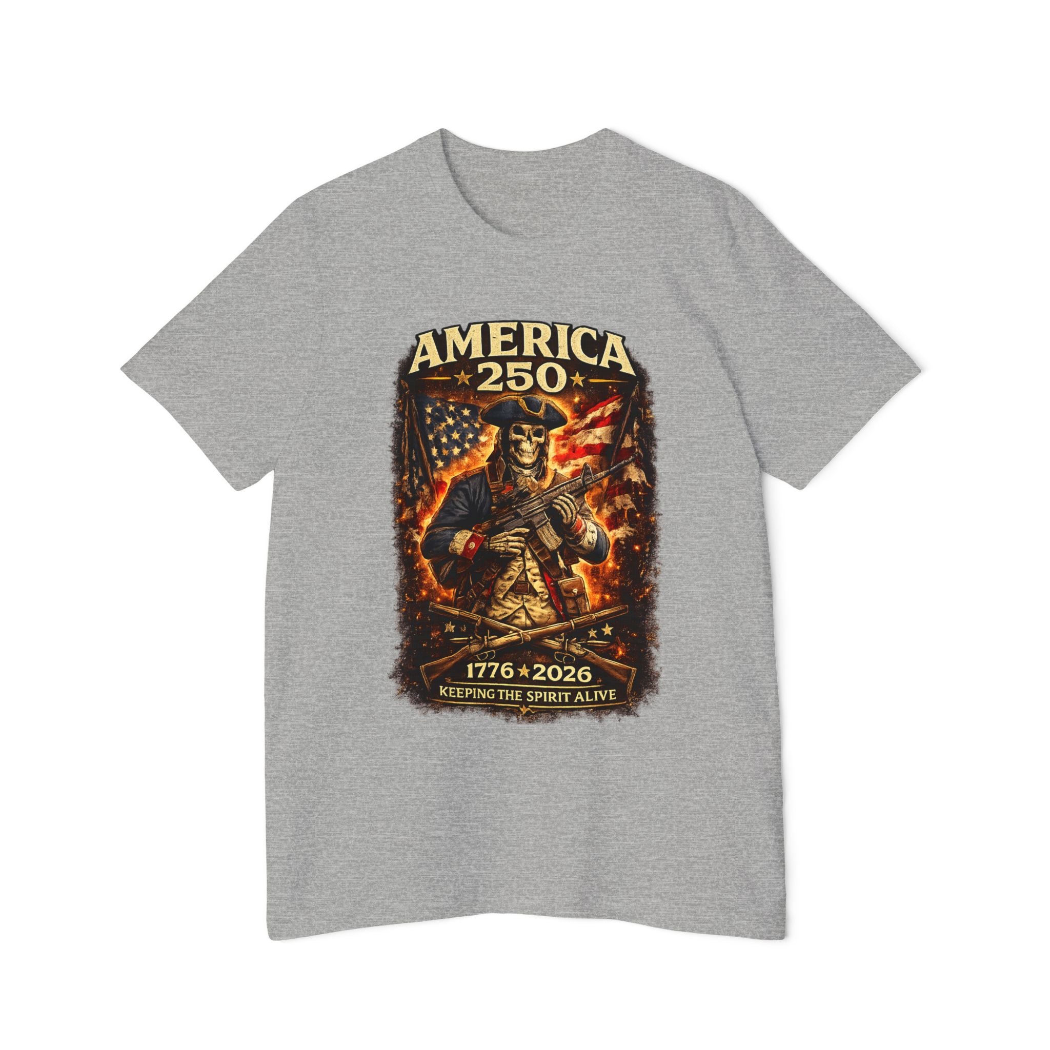 America 250 T-Shirt - 1776-2026 Patriotic Skeleton Flag Tee