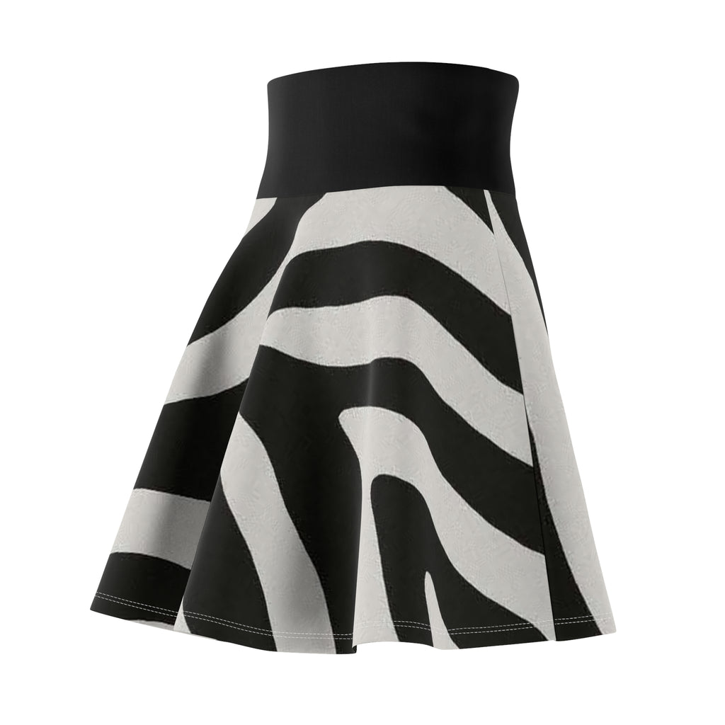 Zebra Print Women's Skater Skirt — Black & White flared Mini