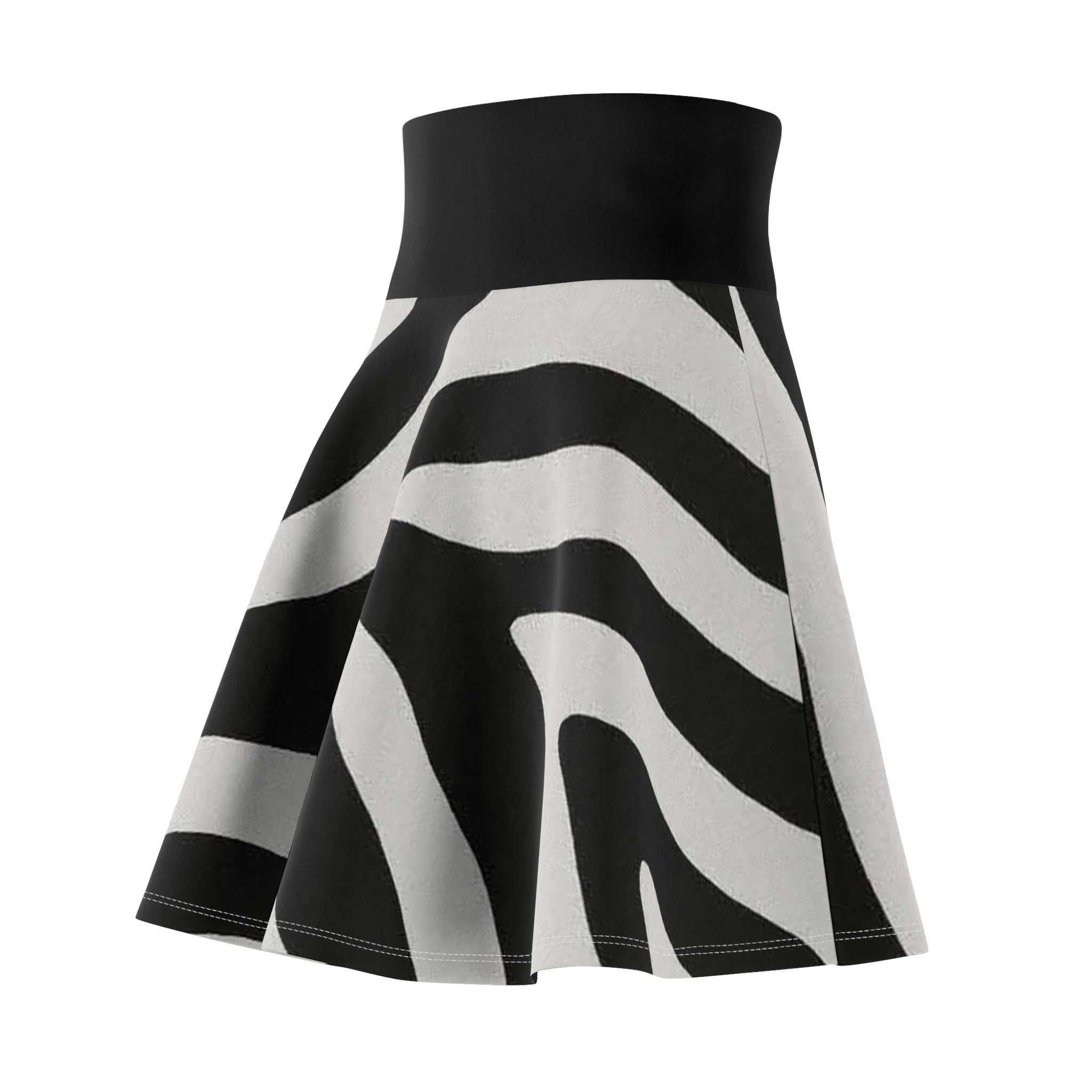 Zebra Print Women's Skater Skirt — Black & White flared Mini