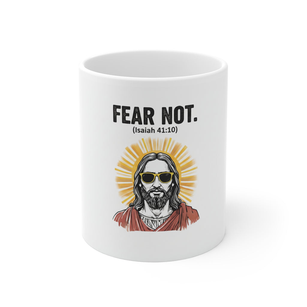 Christian Jesus Fear Not Joshua 1:9 Bible Verse 11oz Ceramic Coffee Cup, Scripture Religious Gift, Inspirational Christian Faith Tea Mug,