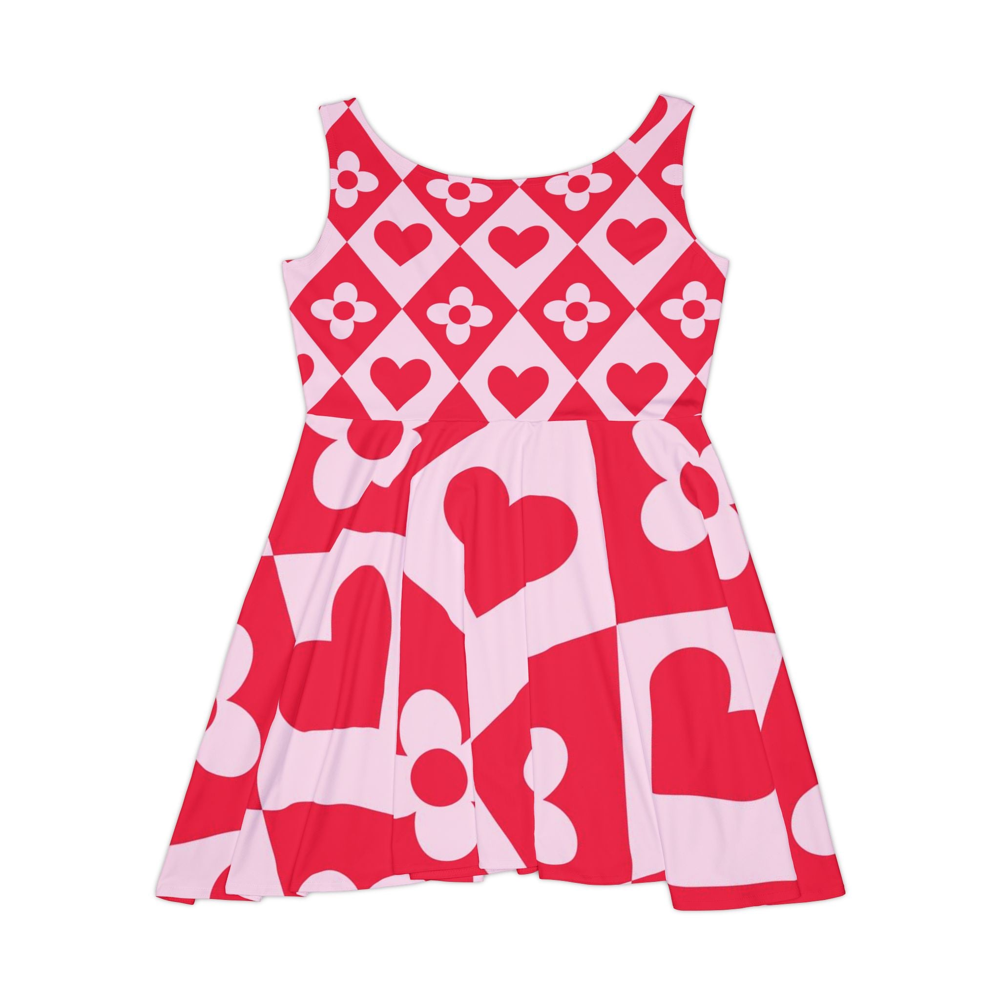 Heart & Flower Pink Dress — Women's Retro