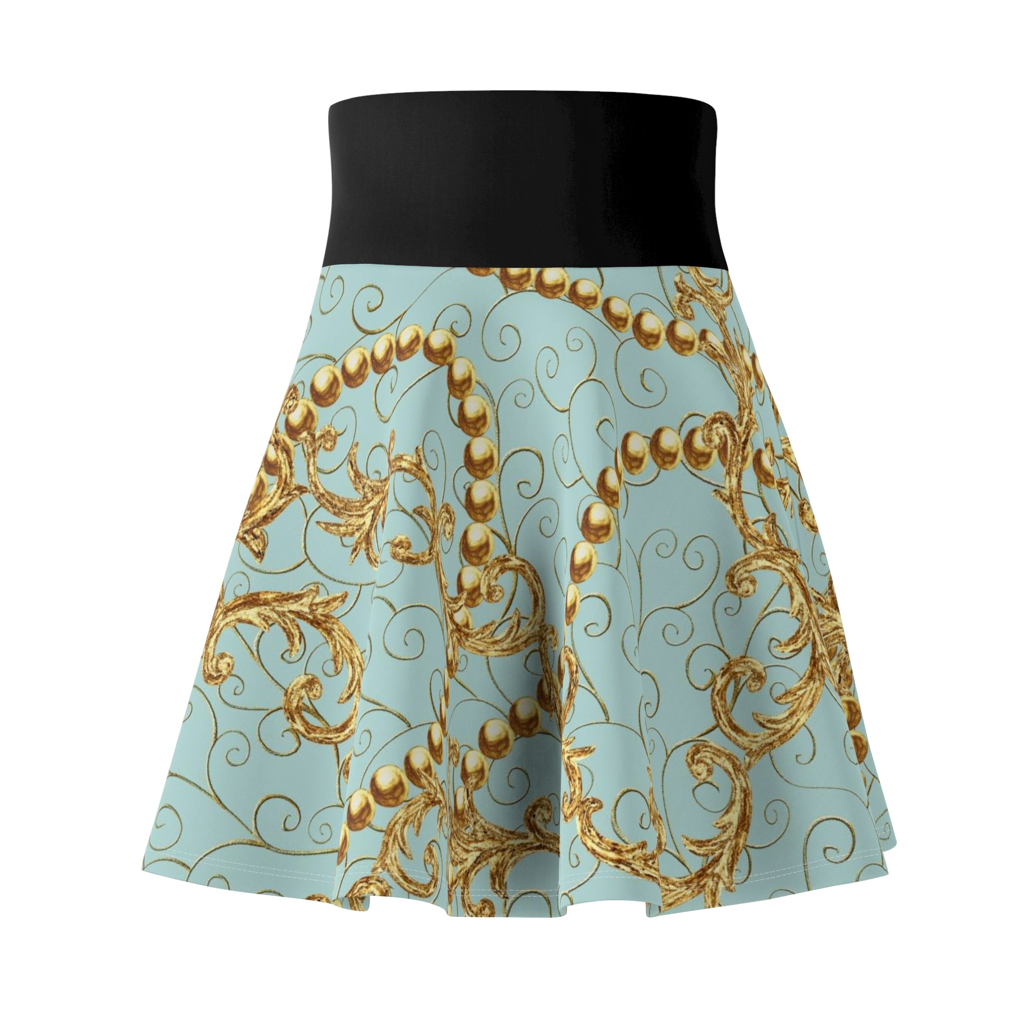 Baroque Gold Scroll Skater Skirt