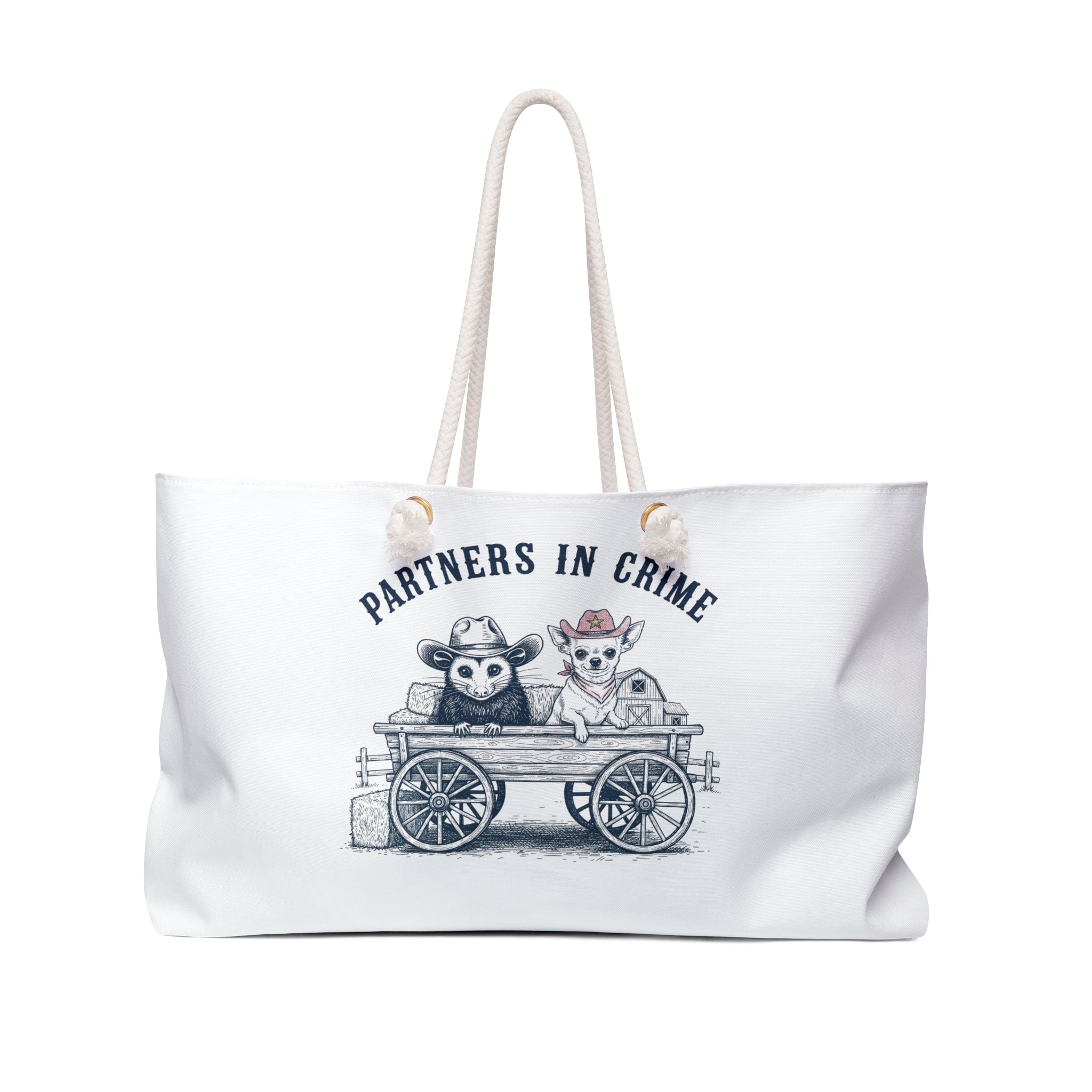 Weekender Bag — “Partners in Crime” Cute Coco & Pete Tote for Farm Lovers