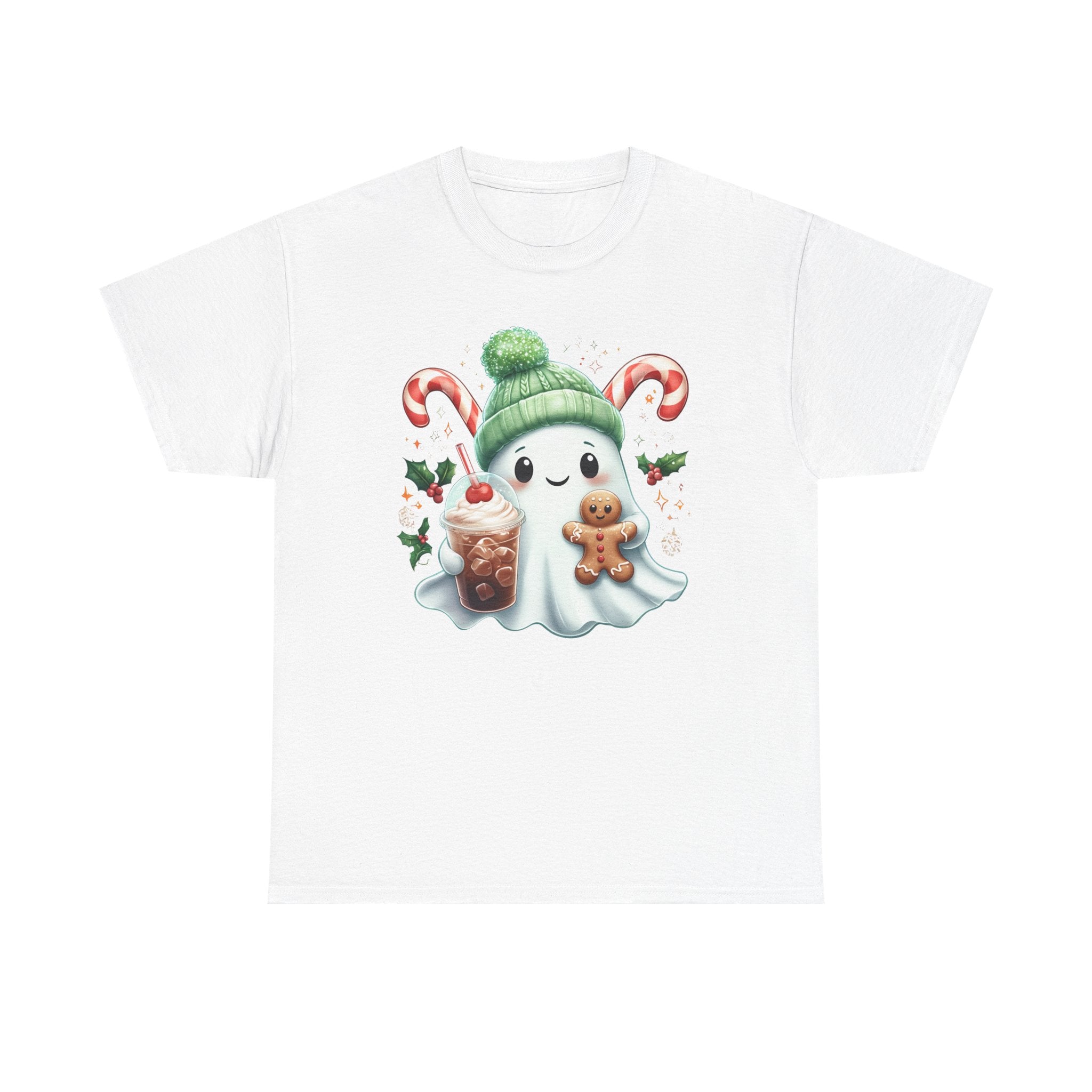 Christmas Ghost T-Shirt — Cute Holiday Ghost with Gingerbread & Candy Canes      Trendy TShirt
