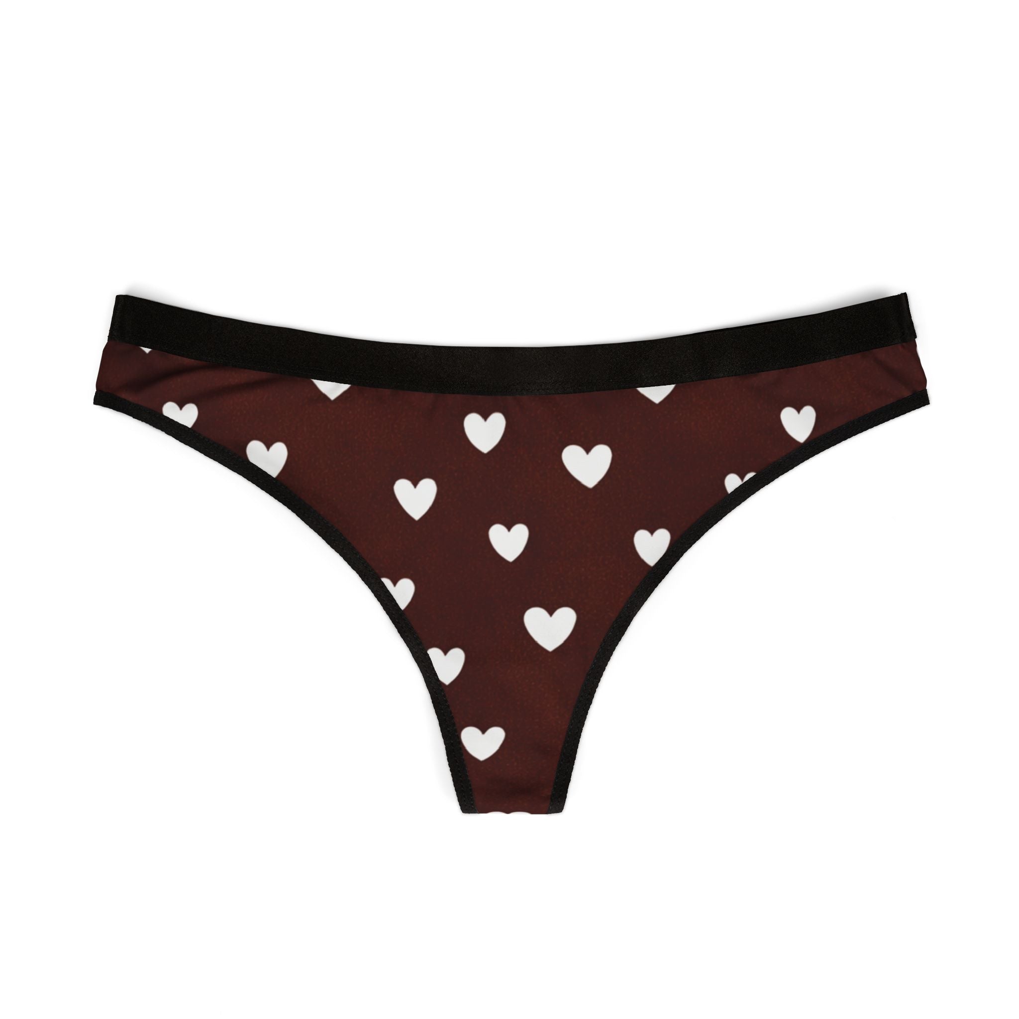 Heart Pattern Thong – Women's Brown Lingerie