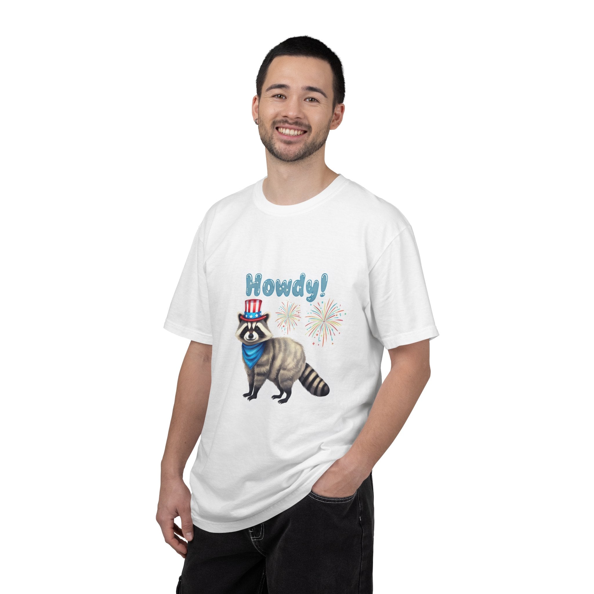 Patriotic Raccoon T-Shirt | Howdy Graphic Tee for 4th of July, Birthday Party, Animal Lover Gift, Summer Vibes, Casual Wear