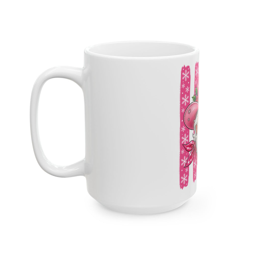 Pink Cowboy Santa Ceramic Mug — Festive Western Christmas Coffee Cup (11oz & 15oz)