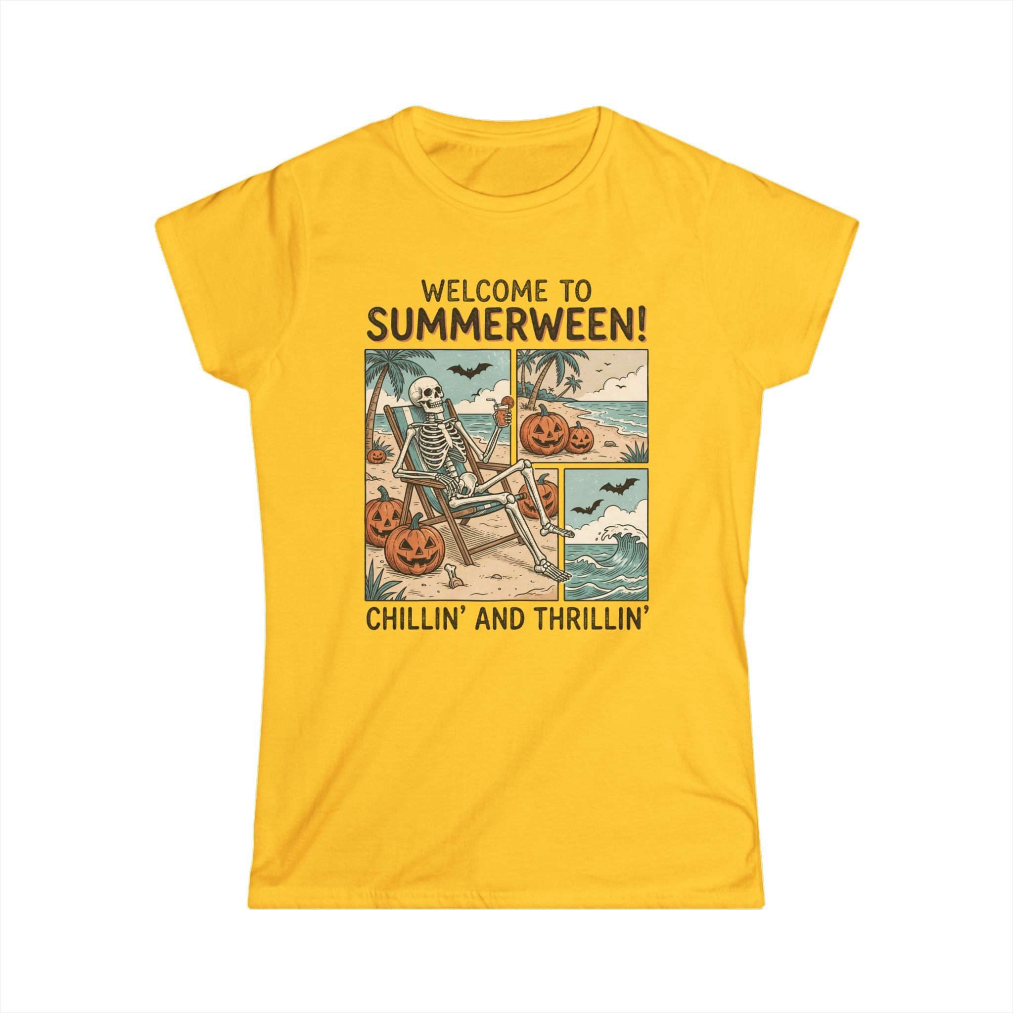 Summerween Skeleton Tee — "Welcome to Summerween! Chillin' and Thrillin'"