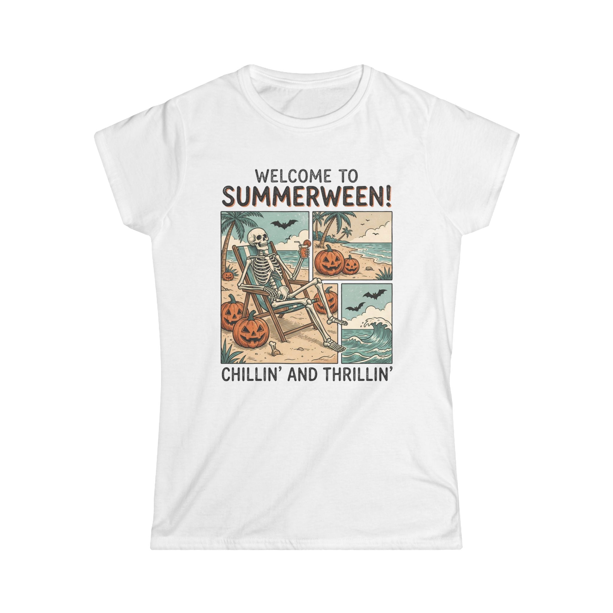 Summerween Skeleton Tee — "Welcome to Summerween! Chillin' and Thrillin'"