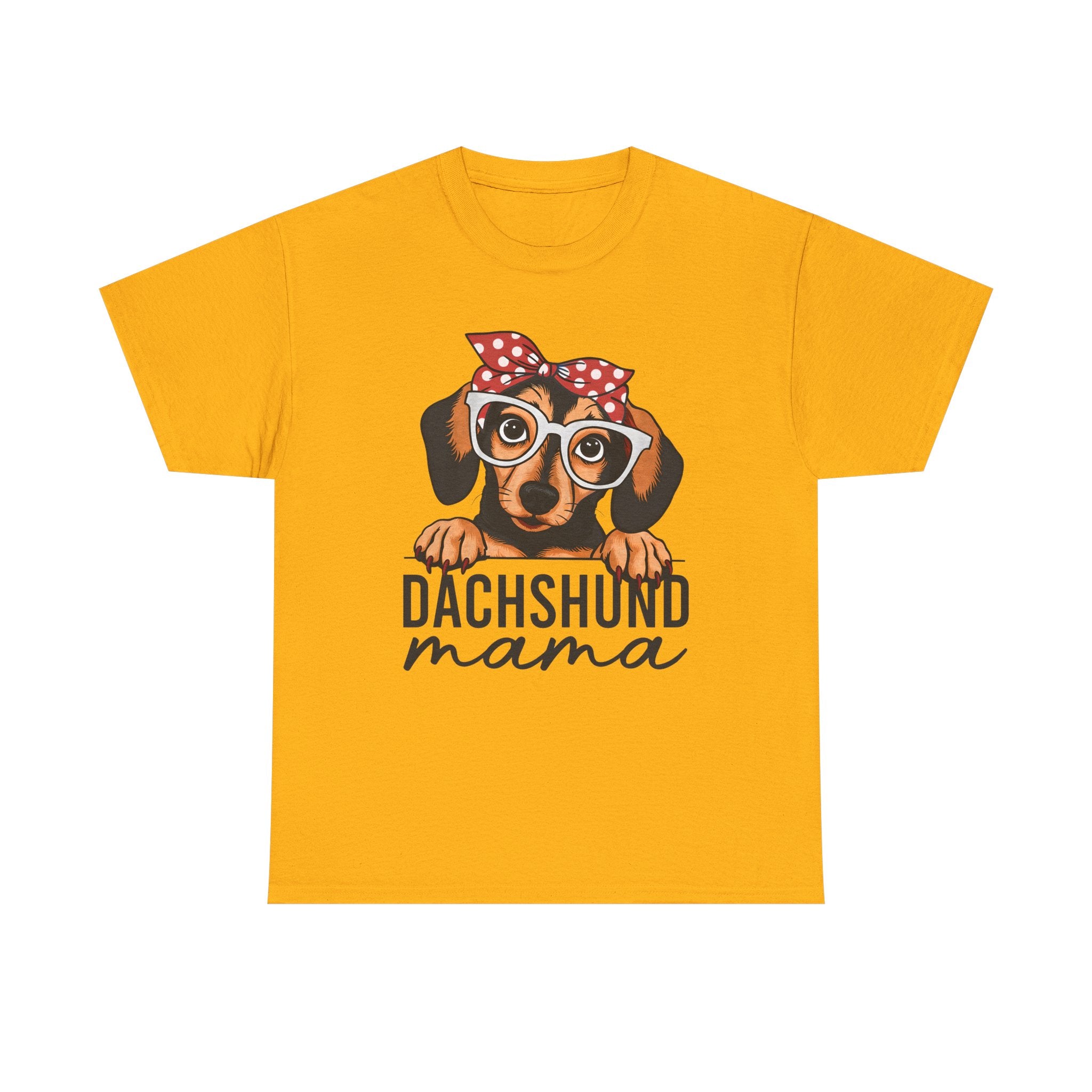 Dachshund Mama T-Shirt — Cute Dog Mom Tee with Glasses & Bandana