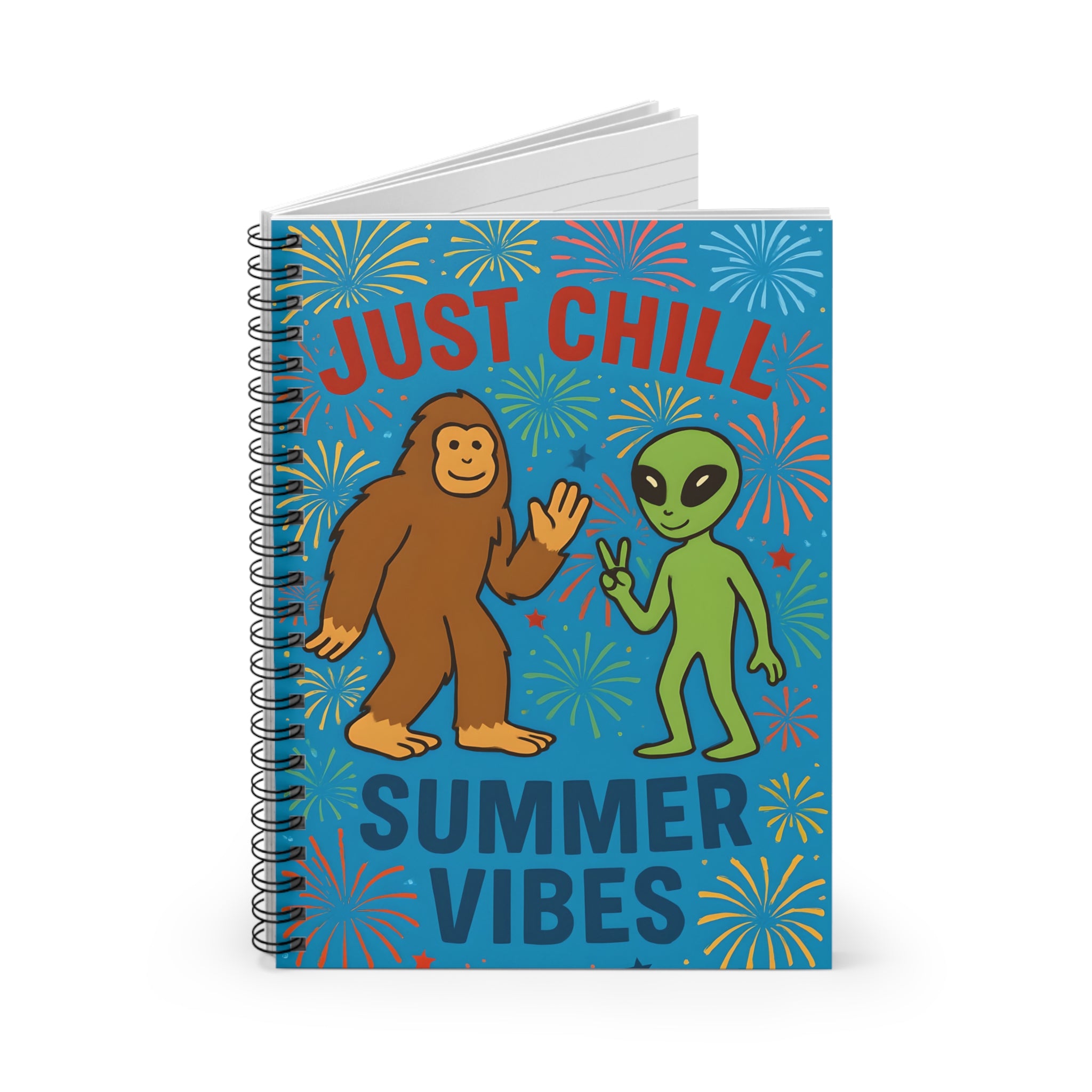 Spiral Notebook - Fourth of July Fireworks Bigfoot Ruled Line