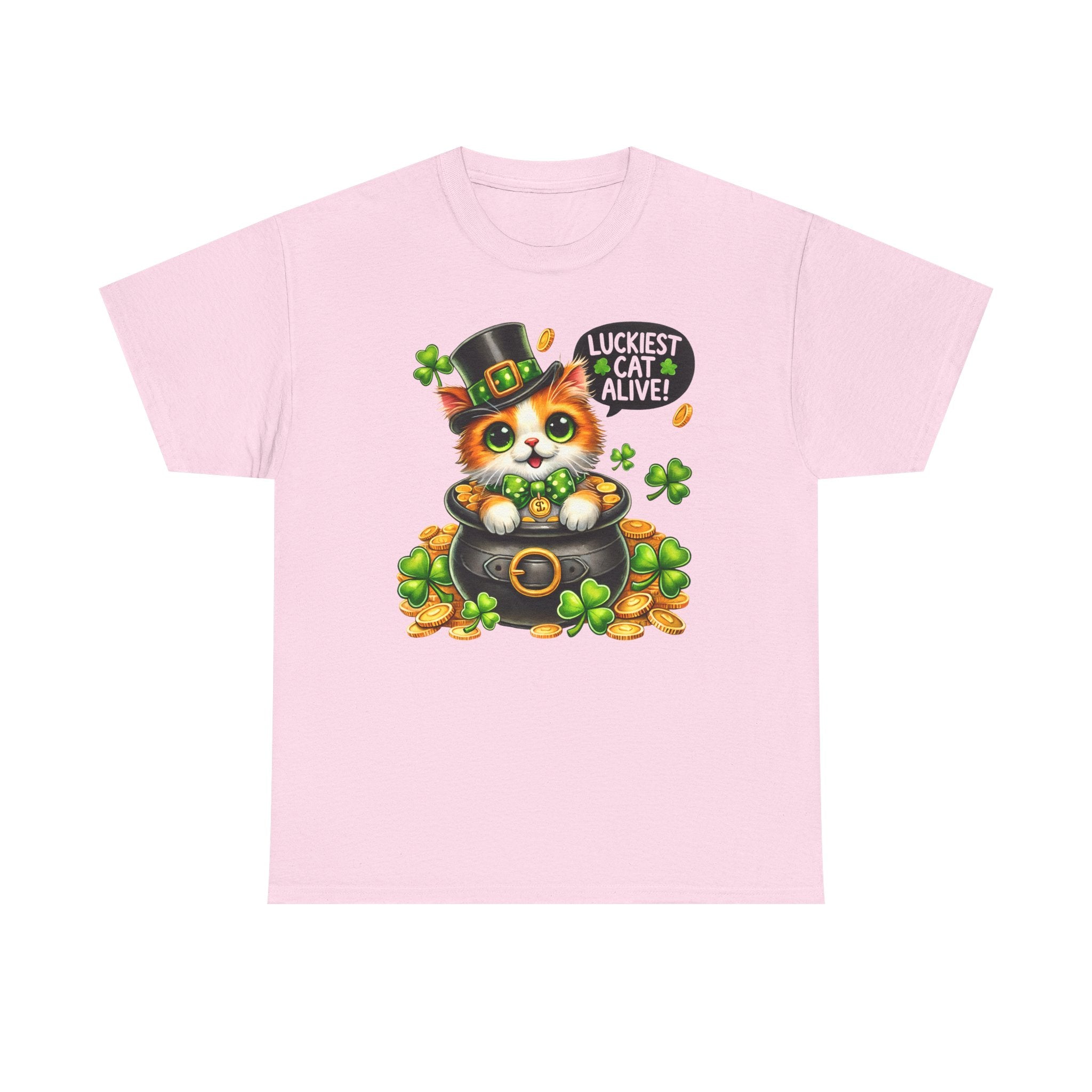 Luckiest Cat Alive Shamrock T-Shirt — St. Patrick’s Day Irish Cat Tee
