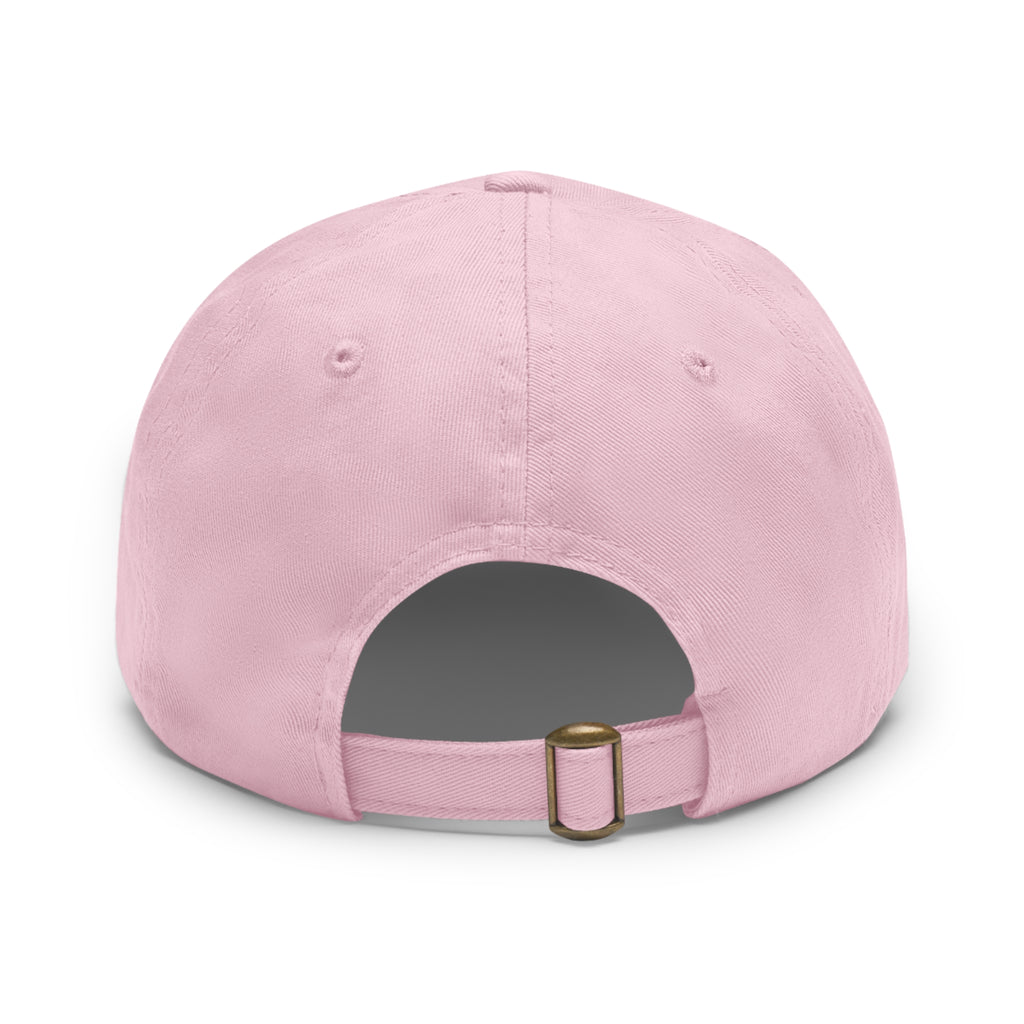Wild West Leather Patch Dad Hat — Pink Round Patch Cowboy Cap