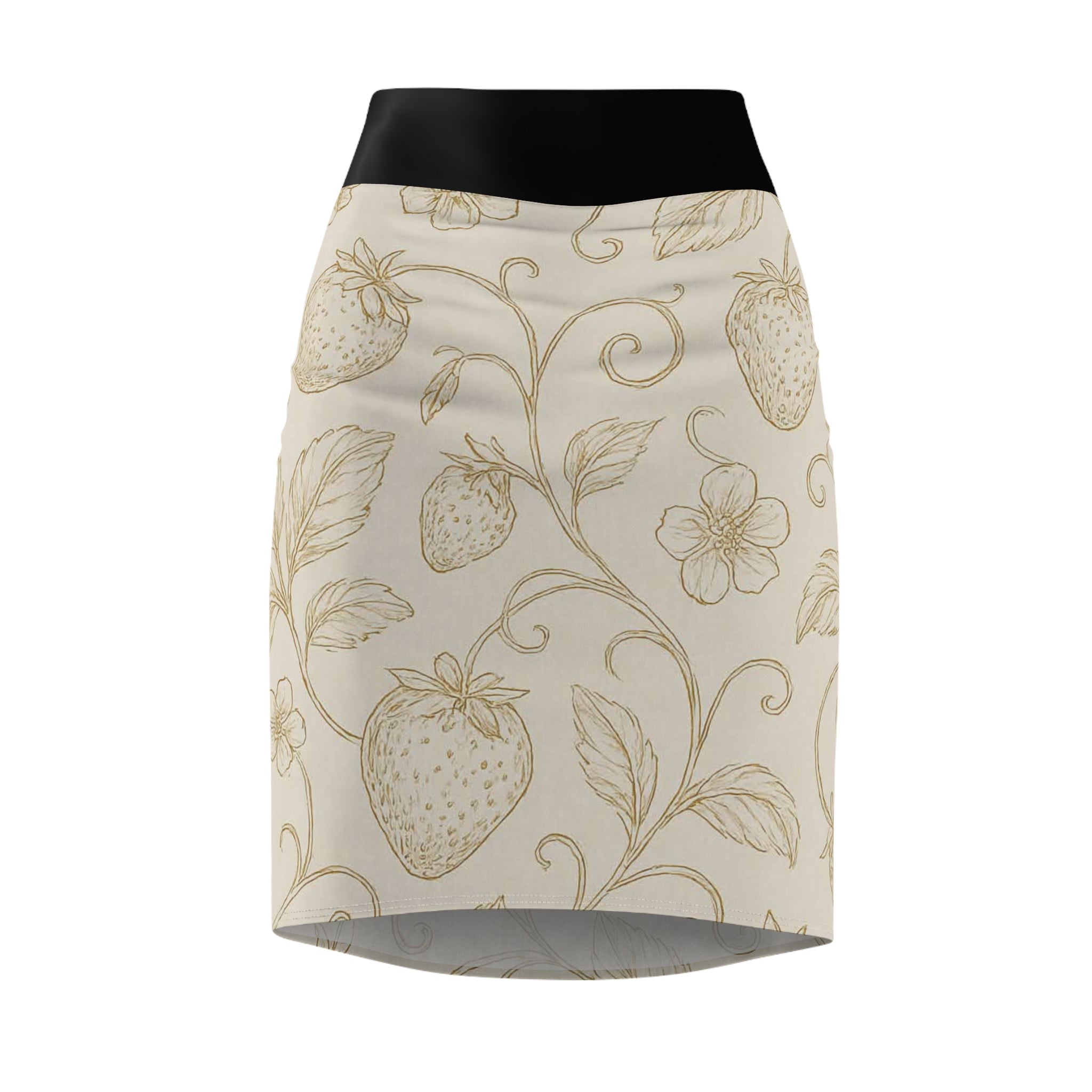 Strawberry Vine Pencil Skirt — Vintage Floral Print