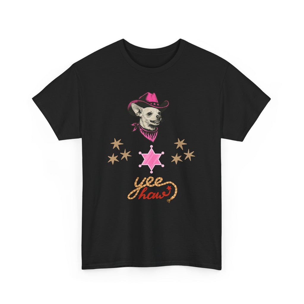 Cowgirl Dog T-Shirt — 'Yee Haw' Chihuahua in Pink Cowboy Hat    Trendy TShirt CoCo