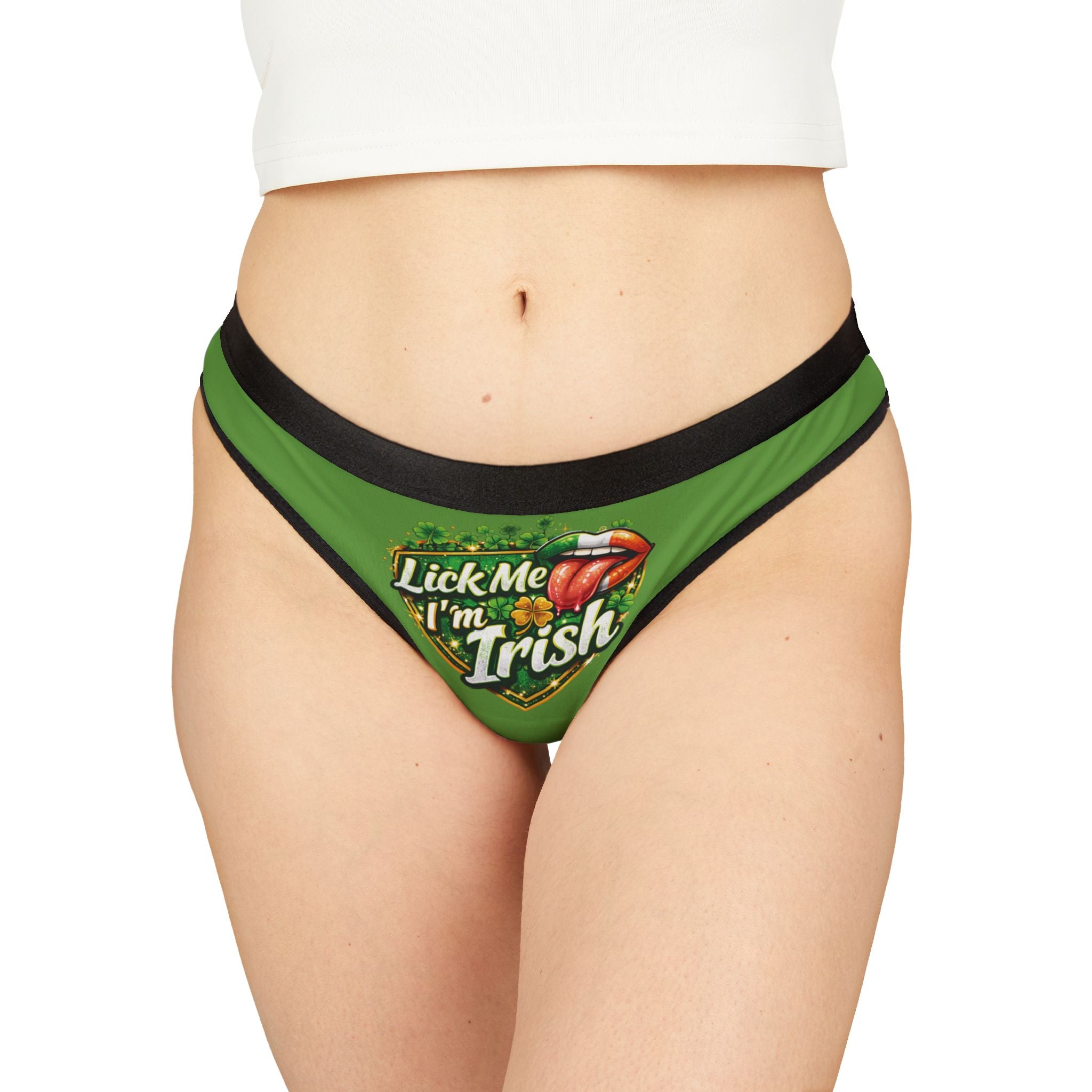 St. Patrick's 'Lick Me I'm Irish' Green Thong — Novelty Women's Underwear