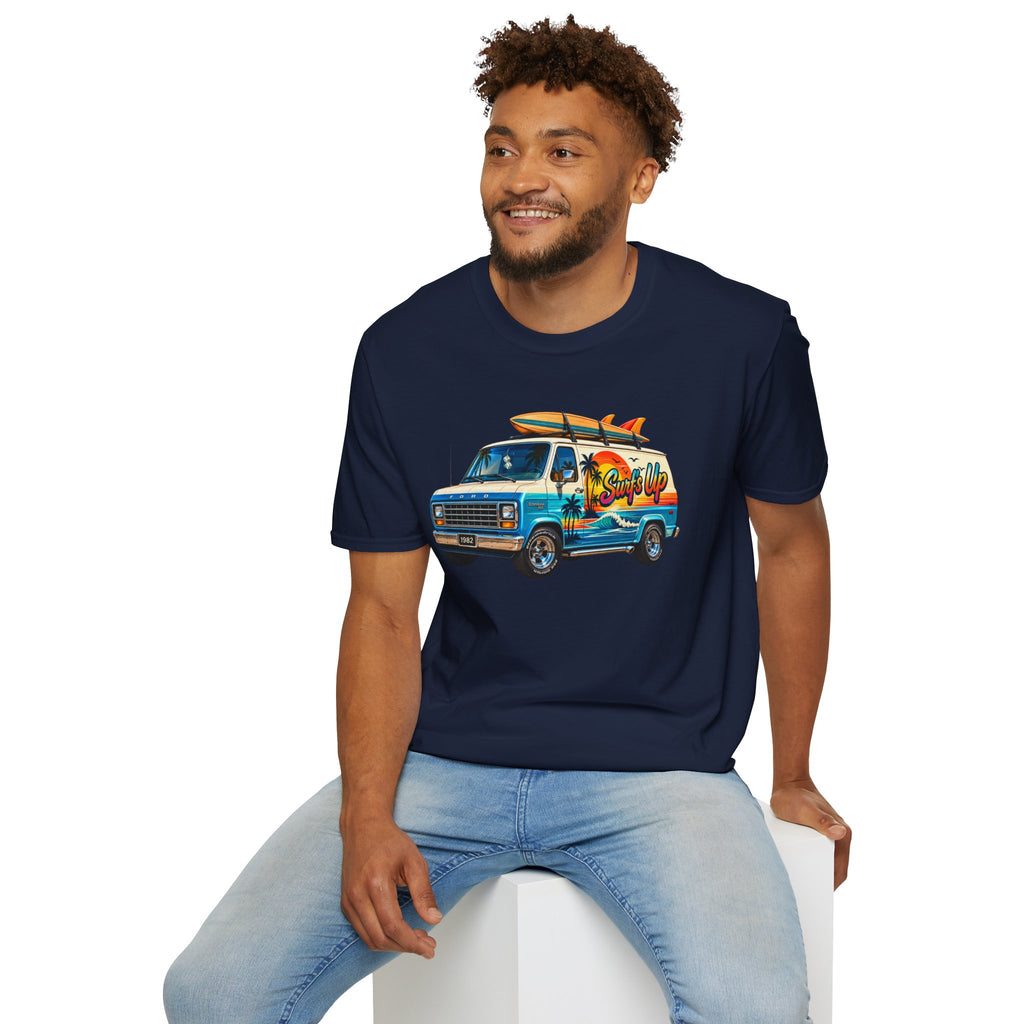 Surf Van T-Shirt — "Surf's Up" Retro Beach Van Tee