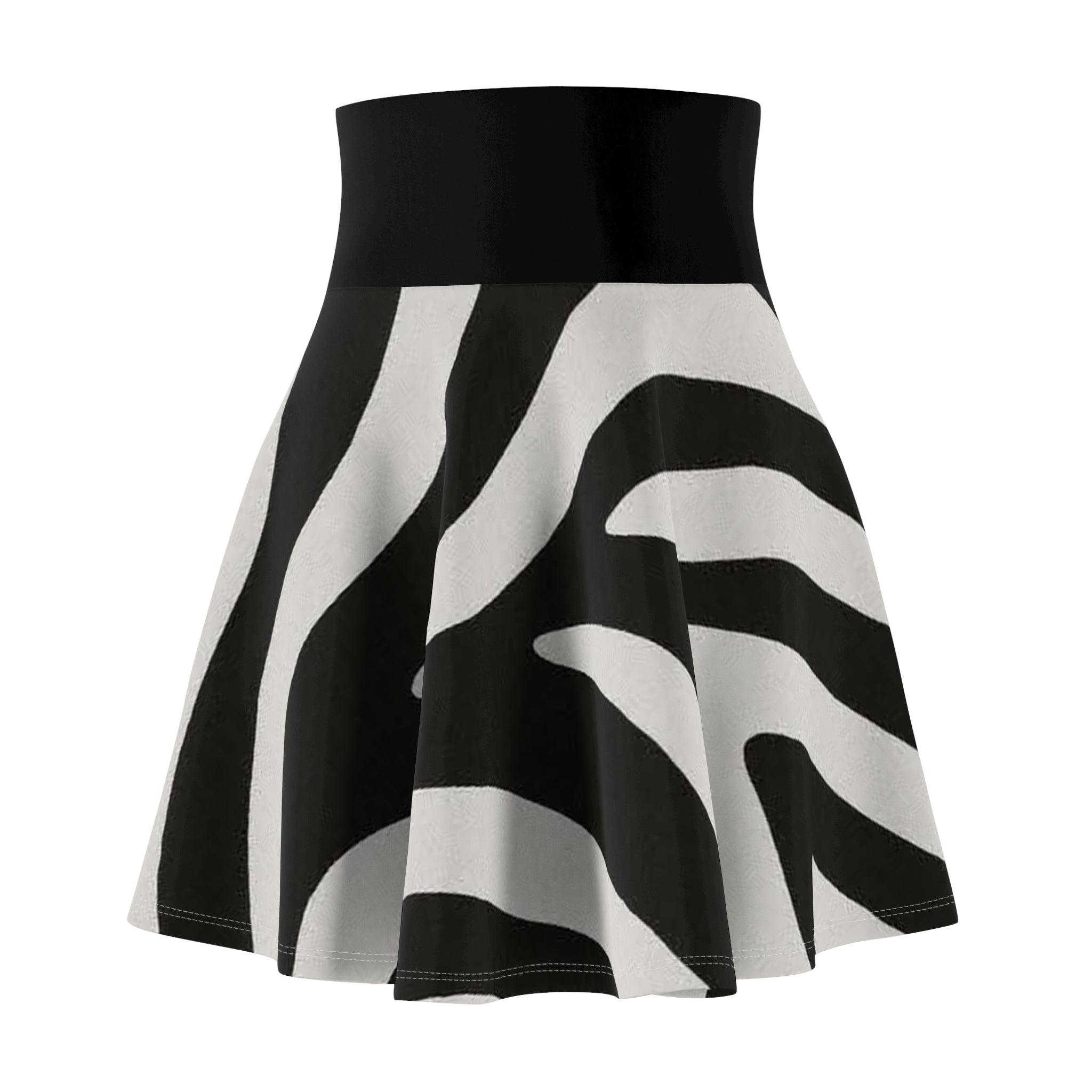Zebra Print Women's Skater Skirt — Black & White flared Mini