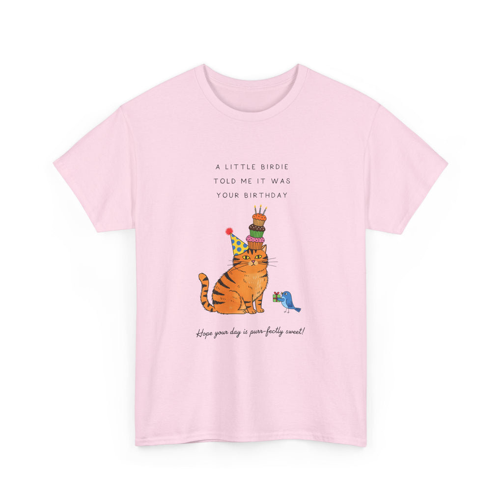 Cat Birthday Cake T-Shirt — "A Little Cake Could Be Made Your Birthday" Funny Party Tee
