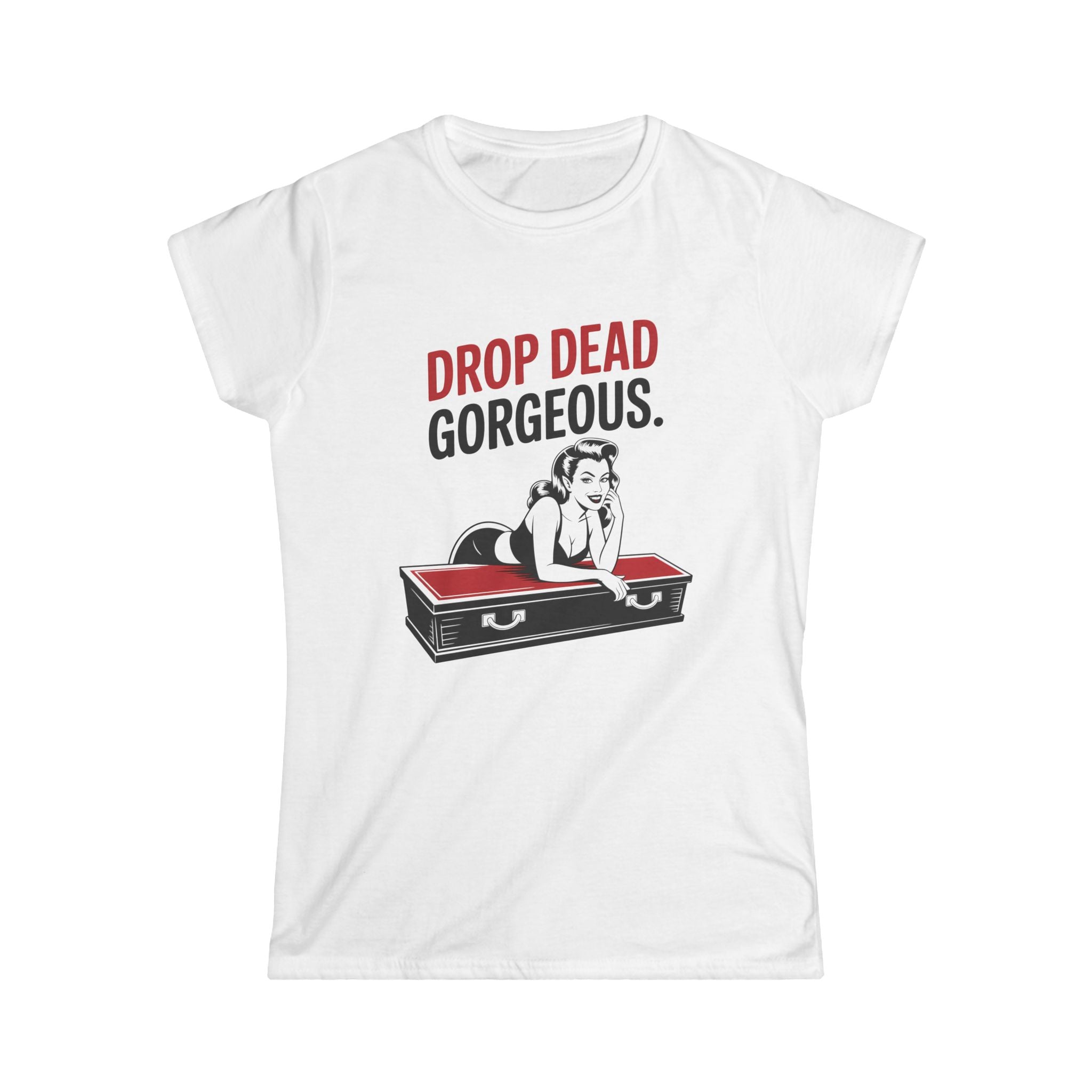 Drop Dead Gorgeous Tee — Retro Pinup Coffin Graphic Women's T-Shirt
