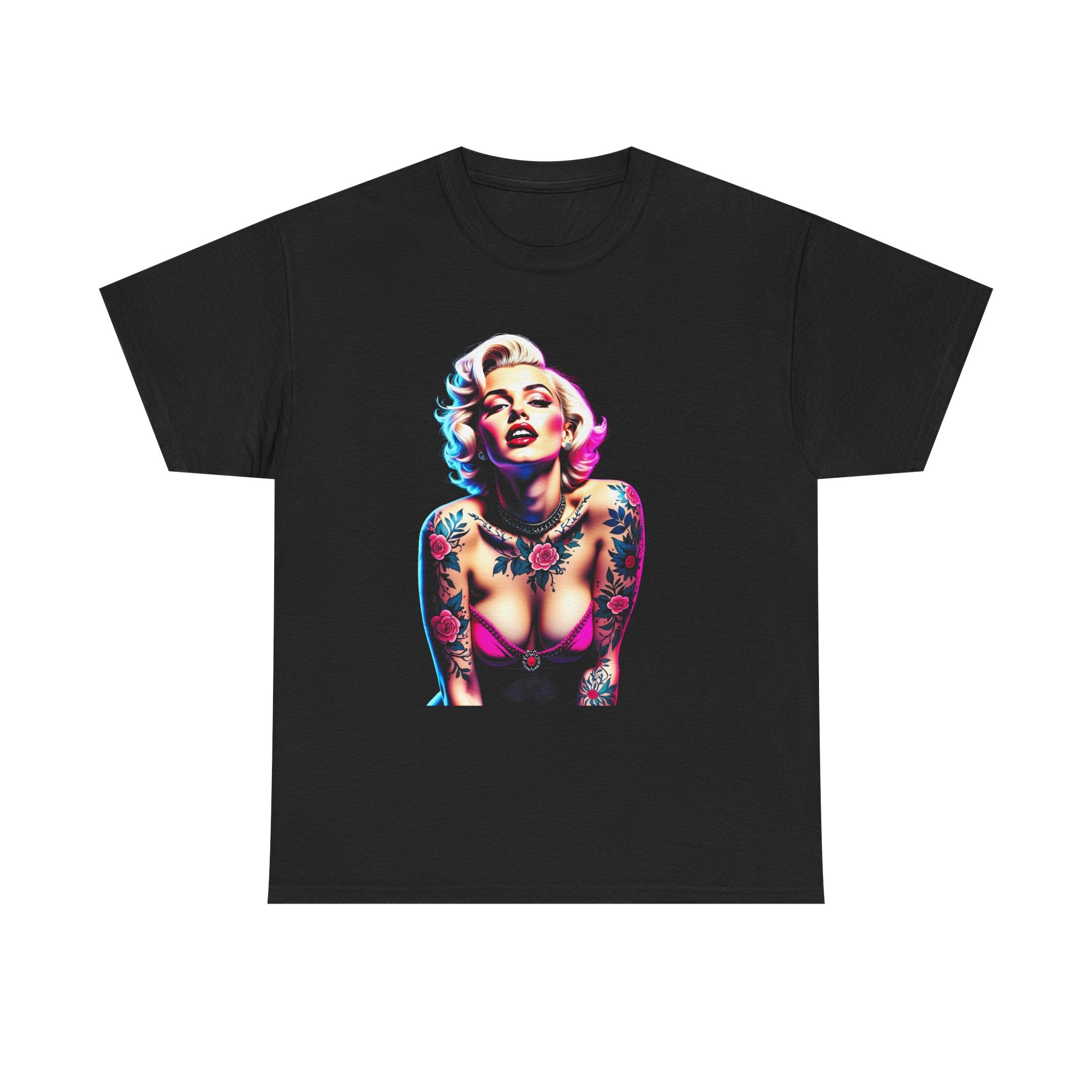 Tattooed Pin-Up Tee — Neon   Retro Graphic