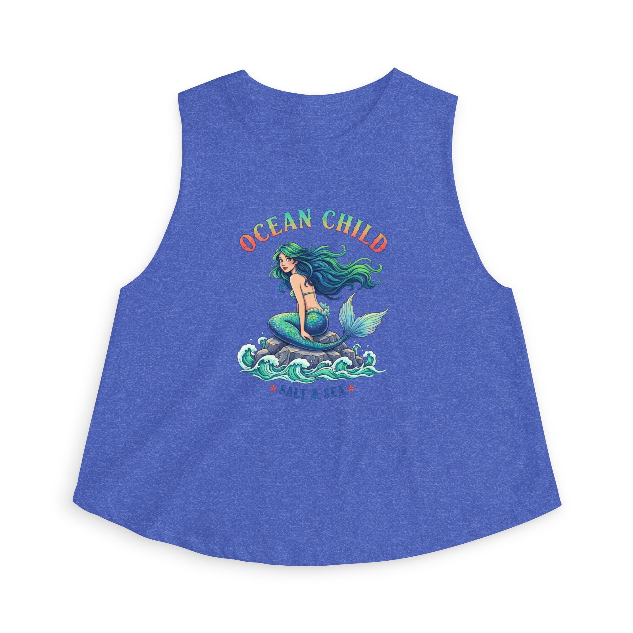 Ocean Child Mermaid Crop Top — Women's Beachy Graphic Tank (Salt & Sea)