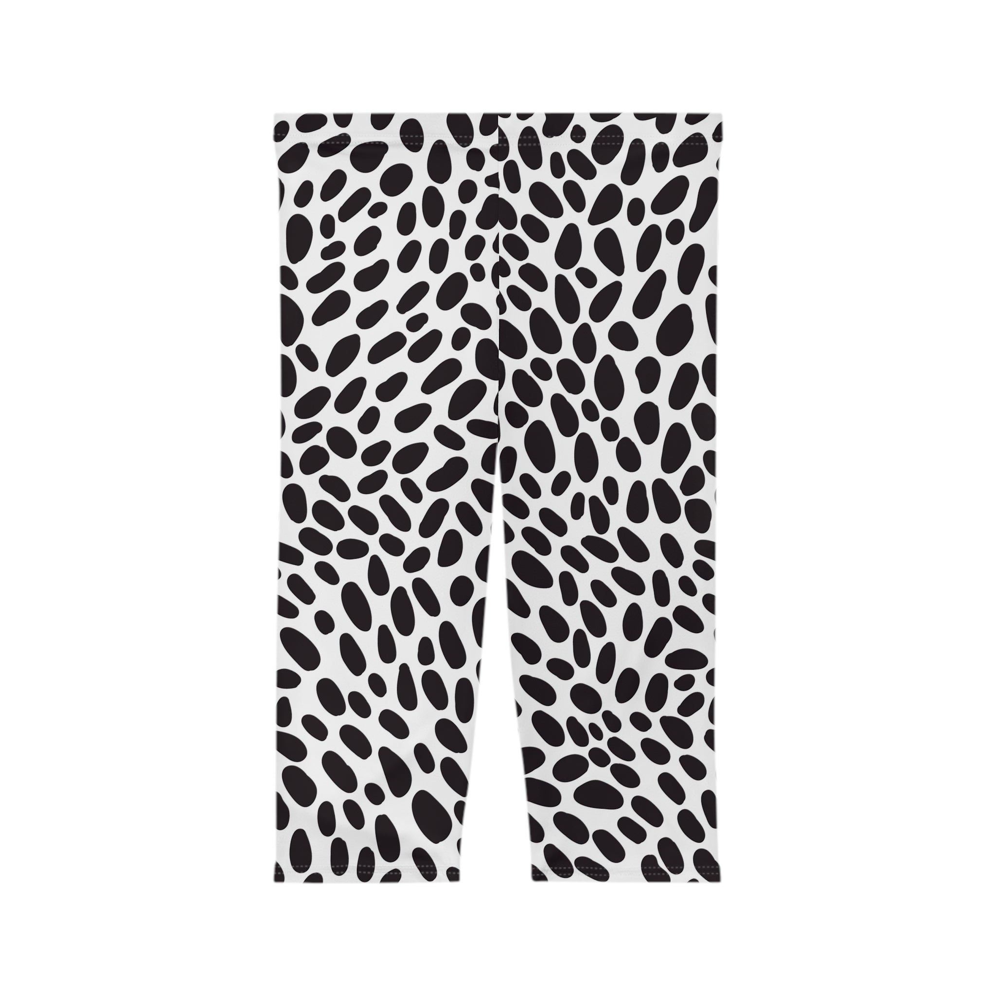 Dalmatian Spot Capri Leggings — Black & White Animal Print Capri Leggings