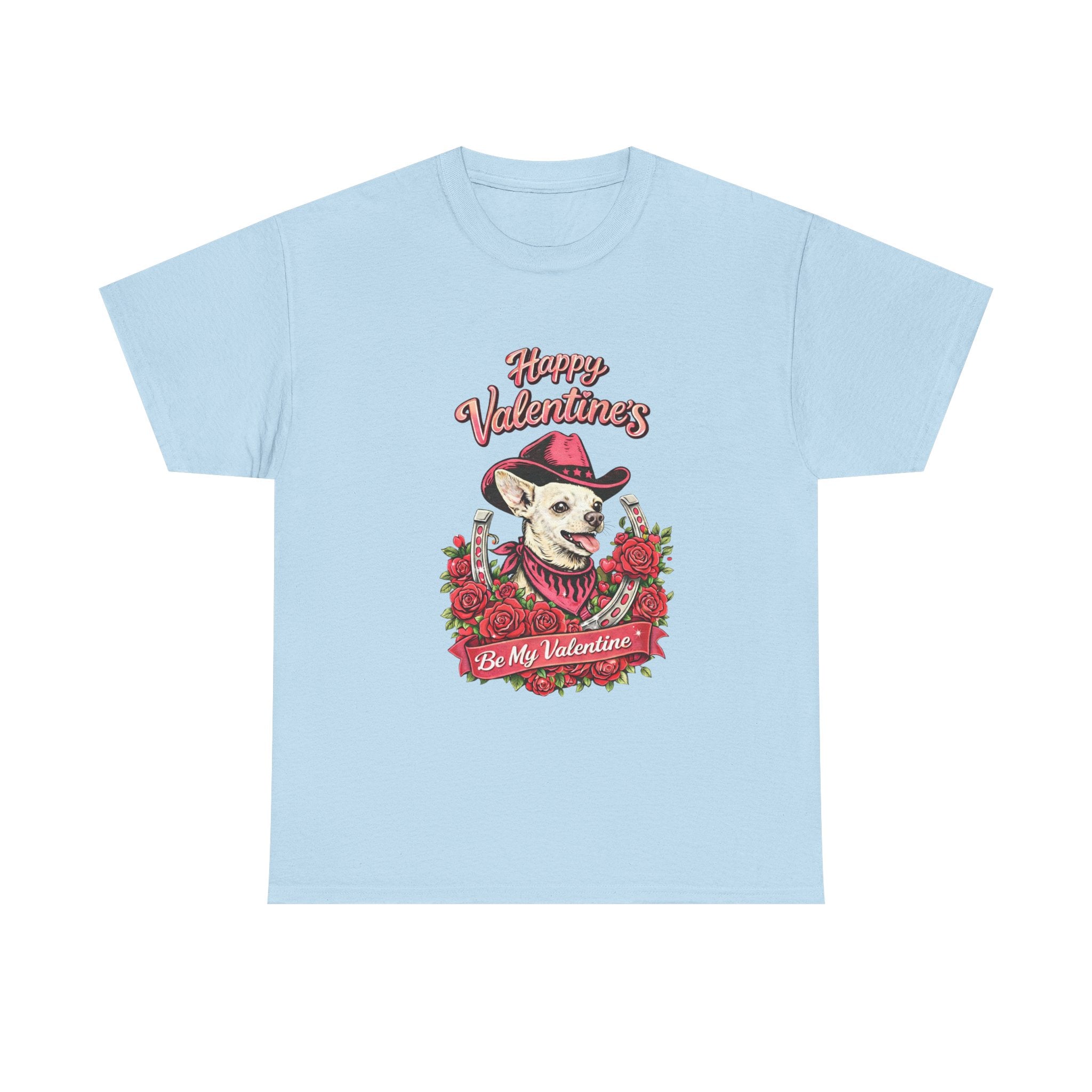 Valentine’s Day Chihuahua Cowgirl Dog Tee – “Be My Valentine” Ranch & Farm Love Shirt