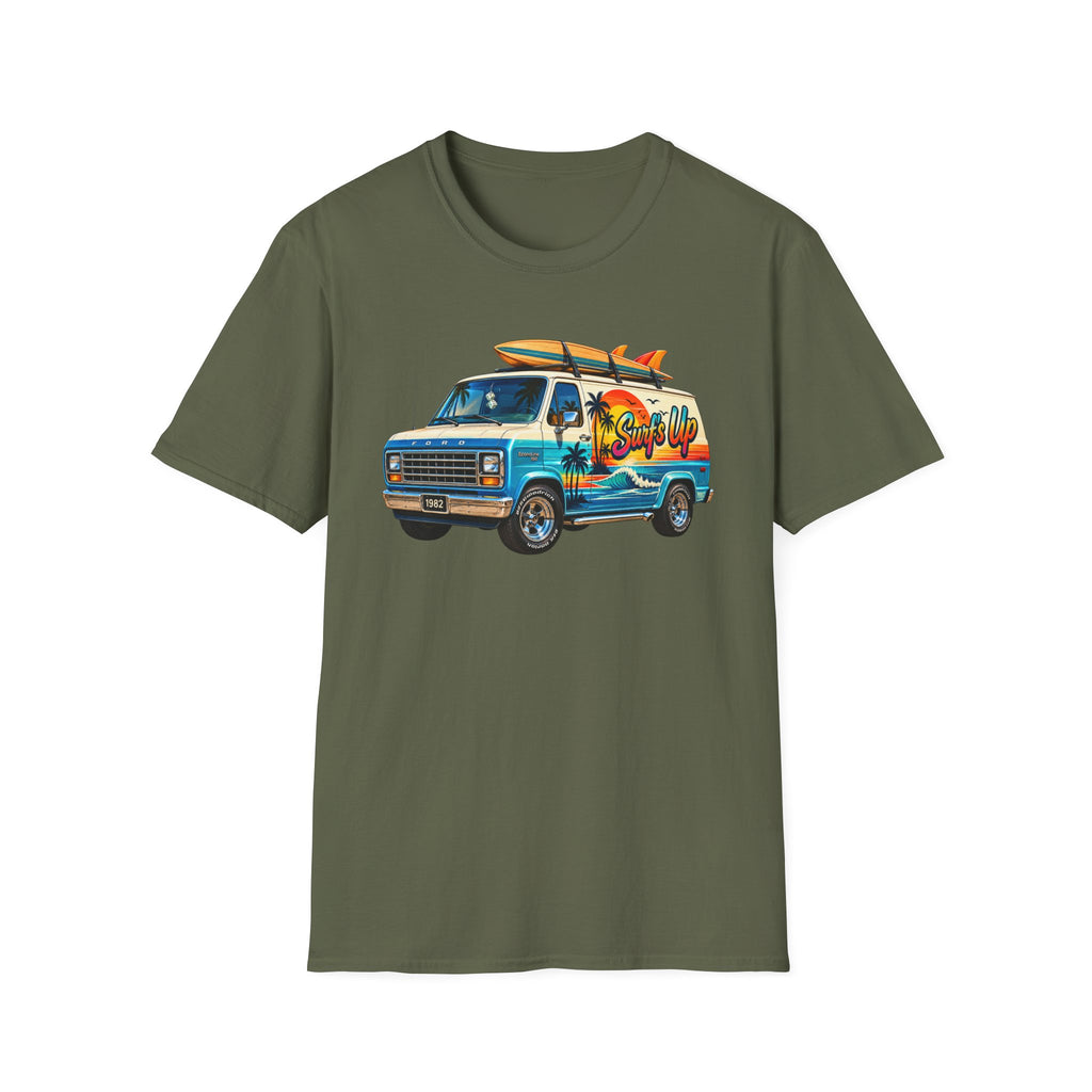 Surf Van T-Shirt — "Surf's Up" Retro Beach Van Tee