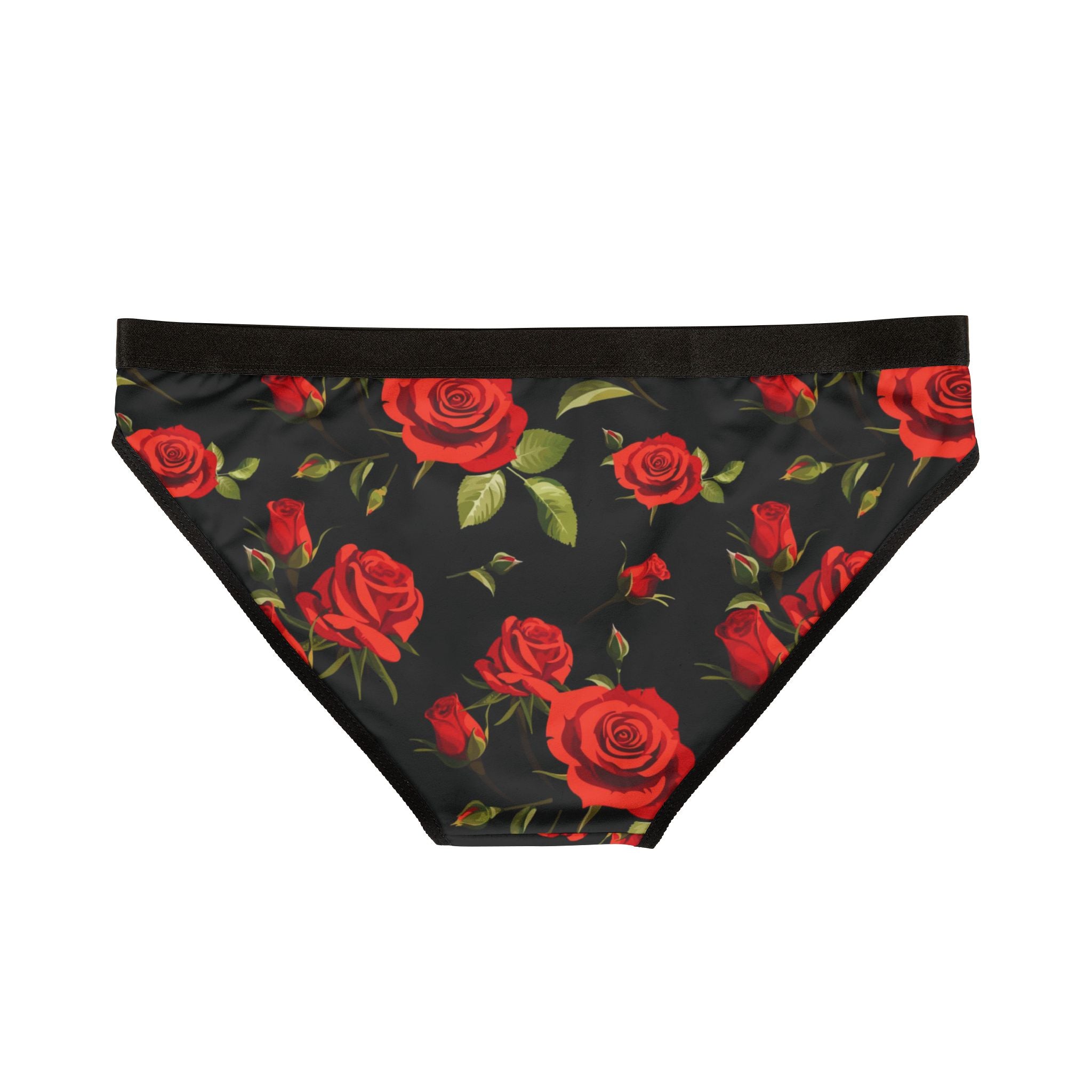 Red Rose Floral Bikini Briefs — Women's Rose Print Underwear