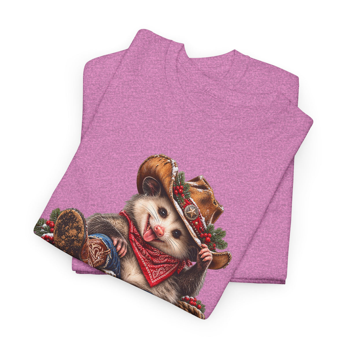 Pete the Possum Women’s Classic Christmas Tee – Western Cowgirl Holiday Shirt