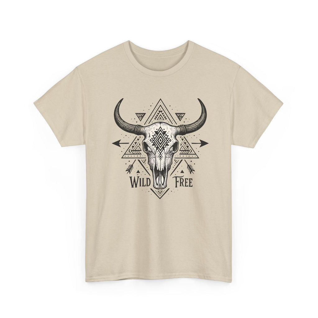 Wild & Free Buffalo Skull T-Shirt — Boho Western Graphic Tee