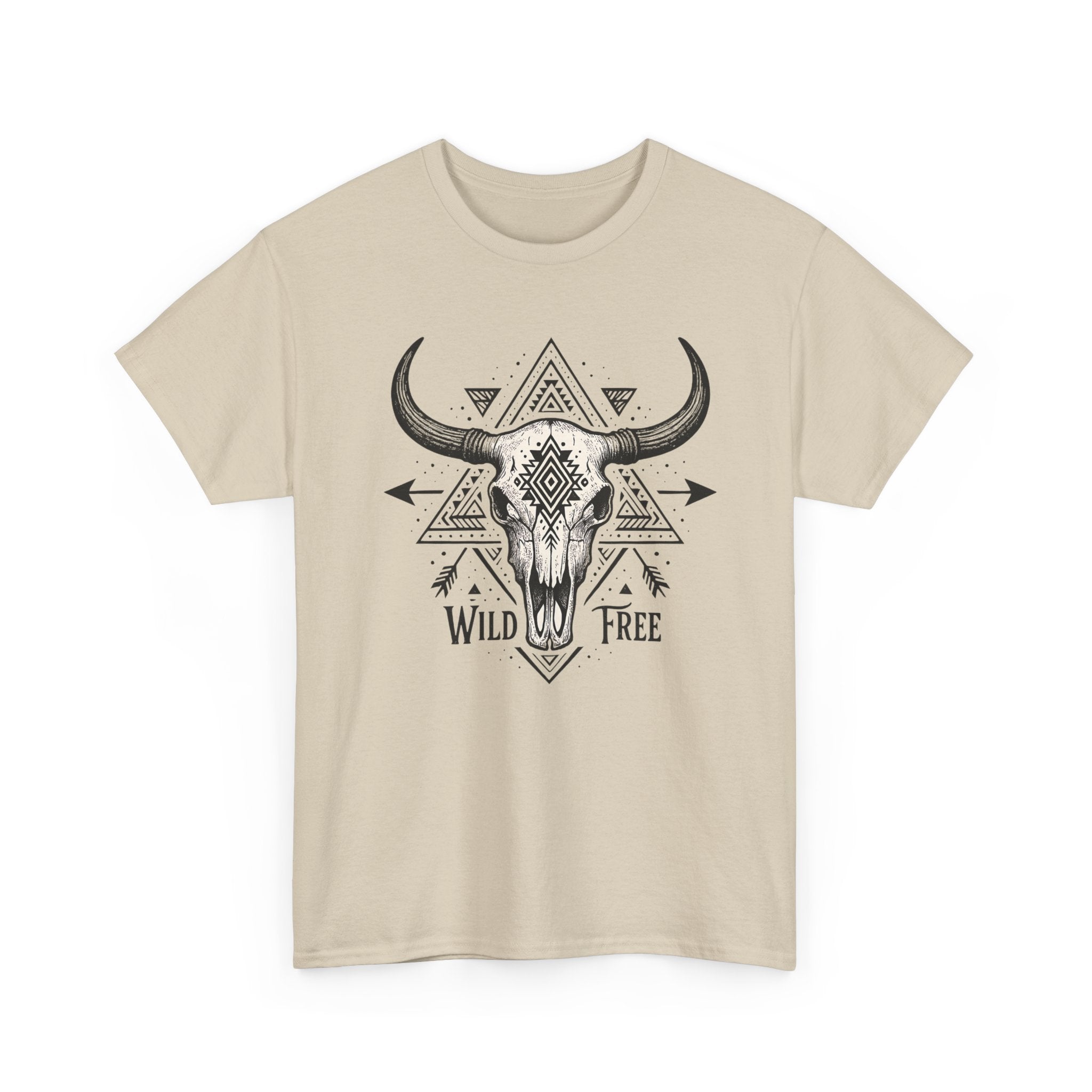 Wild & Free Buffalo Skull T-Shirt — Boho Western Graphic Tee