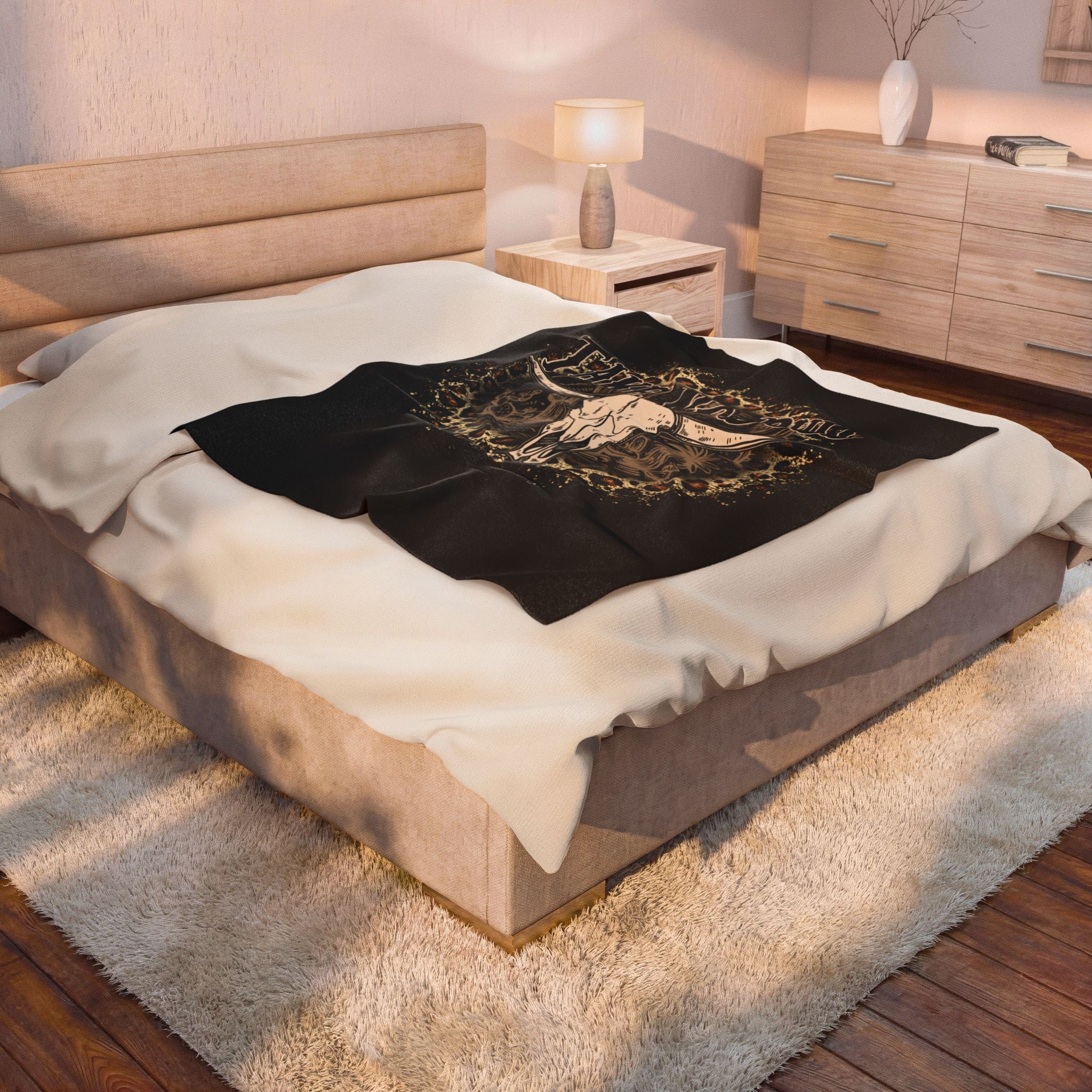 Take No Bull Velveteen Plush Blanket — Western Skull Leopard Throw