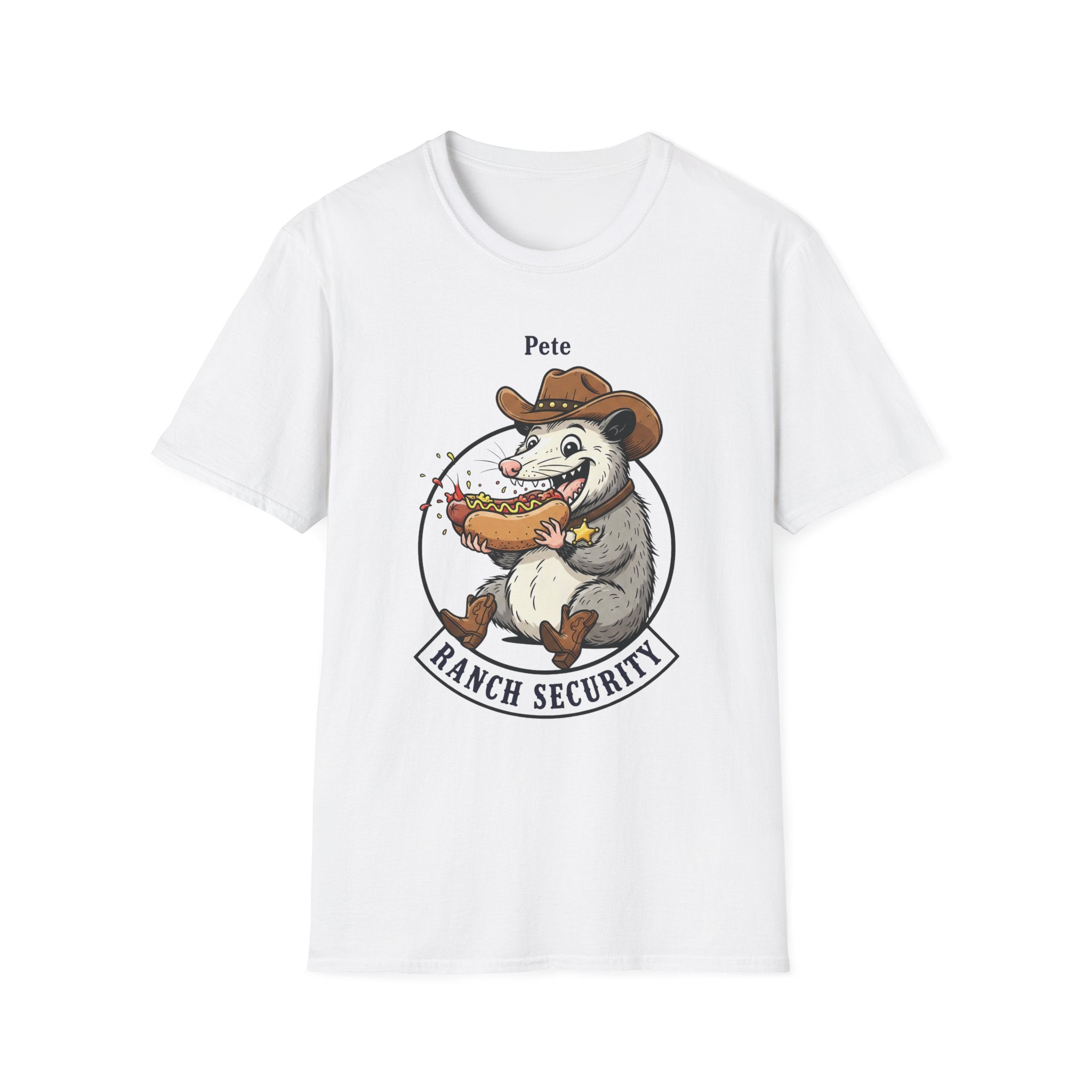 T-Shirt — 'Pete Ranch Security' Cowboy Opossum Graphic Tee