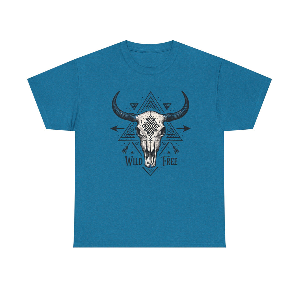 Wild & Free Buffalo Skull T-Shirt — Boho Western Graphic Tee