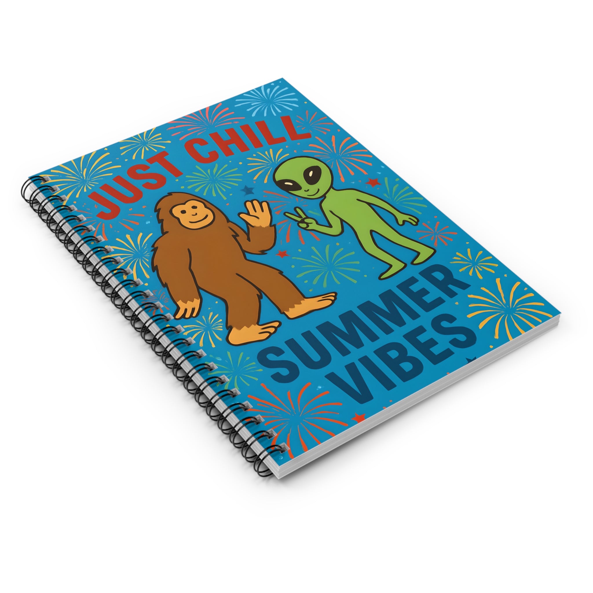 Spiral Notebook - Fourth of July Fireworks Bigfoot Ruled Line