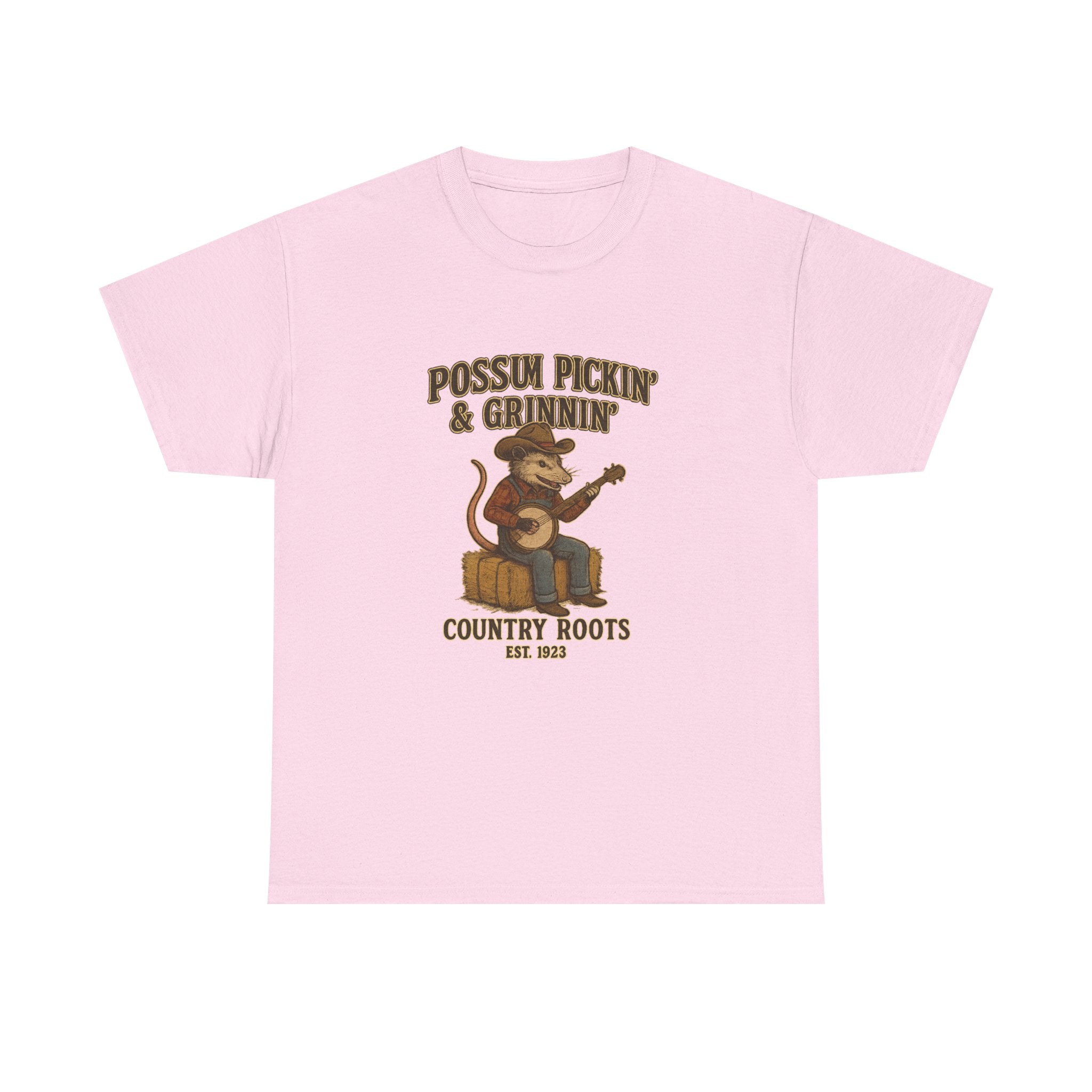 T-Shirt Possum Pickin' & Grinnin' Country Roots" Vintage Banjo Graphic Tee  Trendy T Shirt