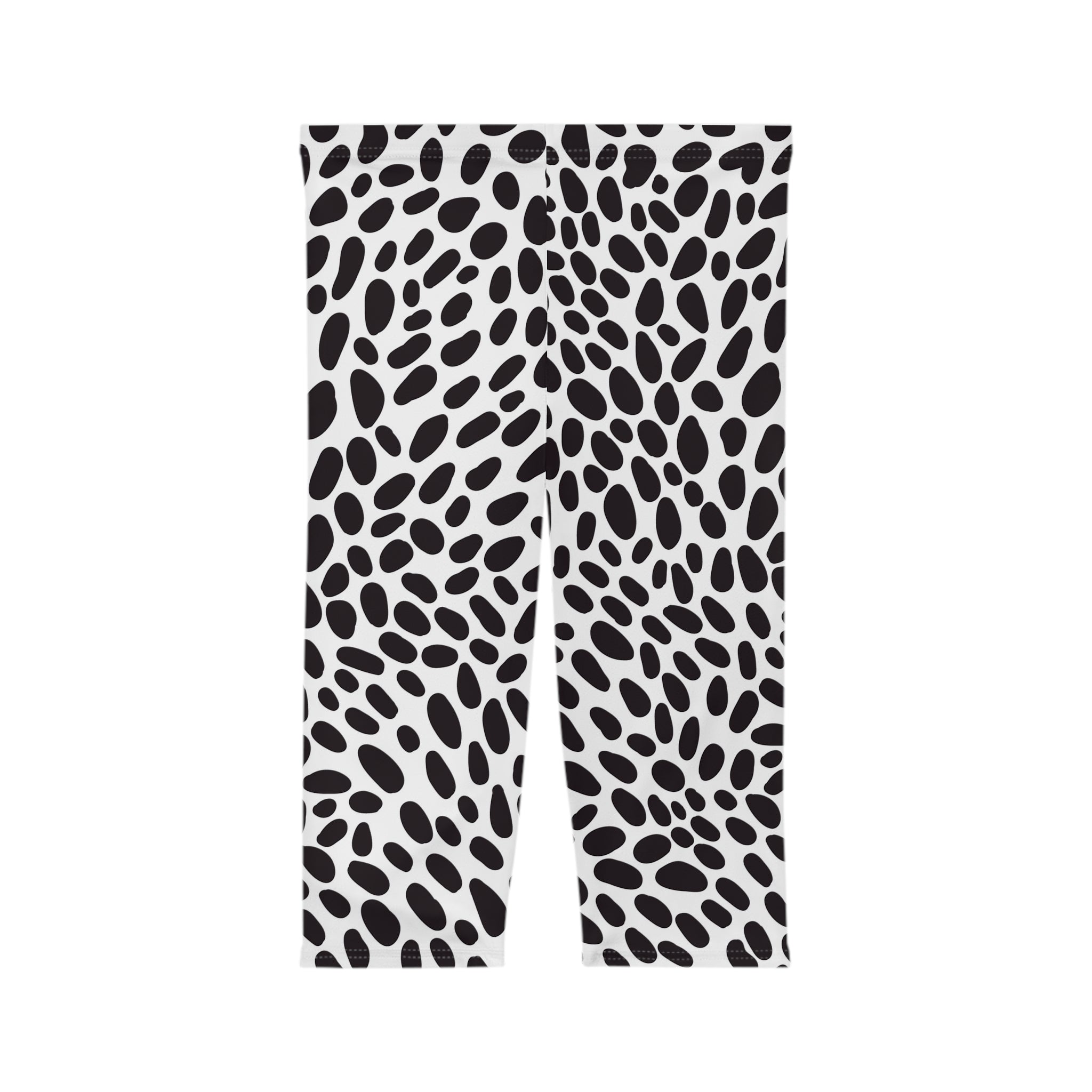 Black & White Dalmatian Spot Capri Leggings — Animal Print Women’s Activewear