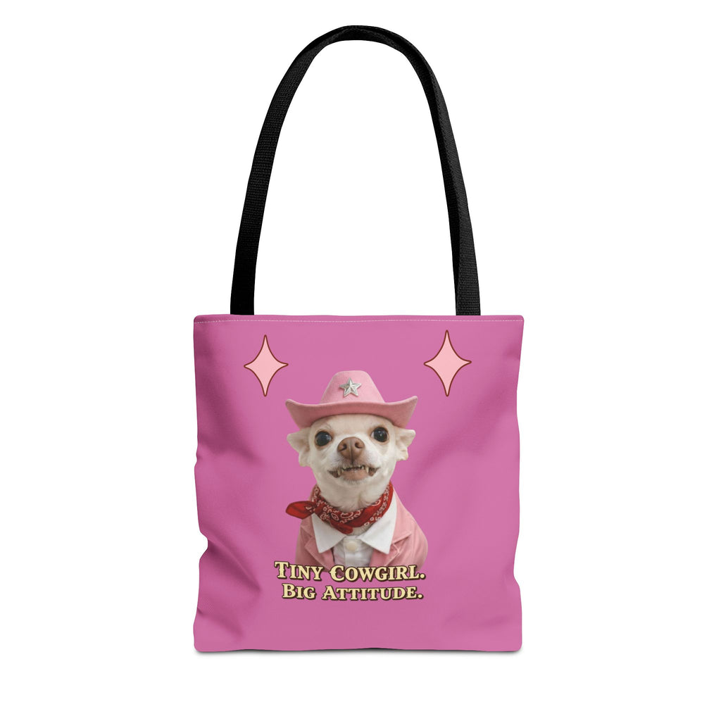 Tiny Cowgirl Tote Bag — Coco Cute Pink Chihuahua   Big Attitude” ON WOLF HILL RANCH