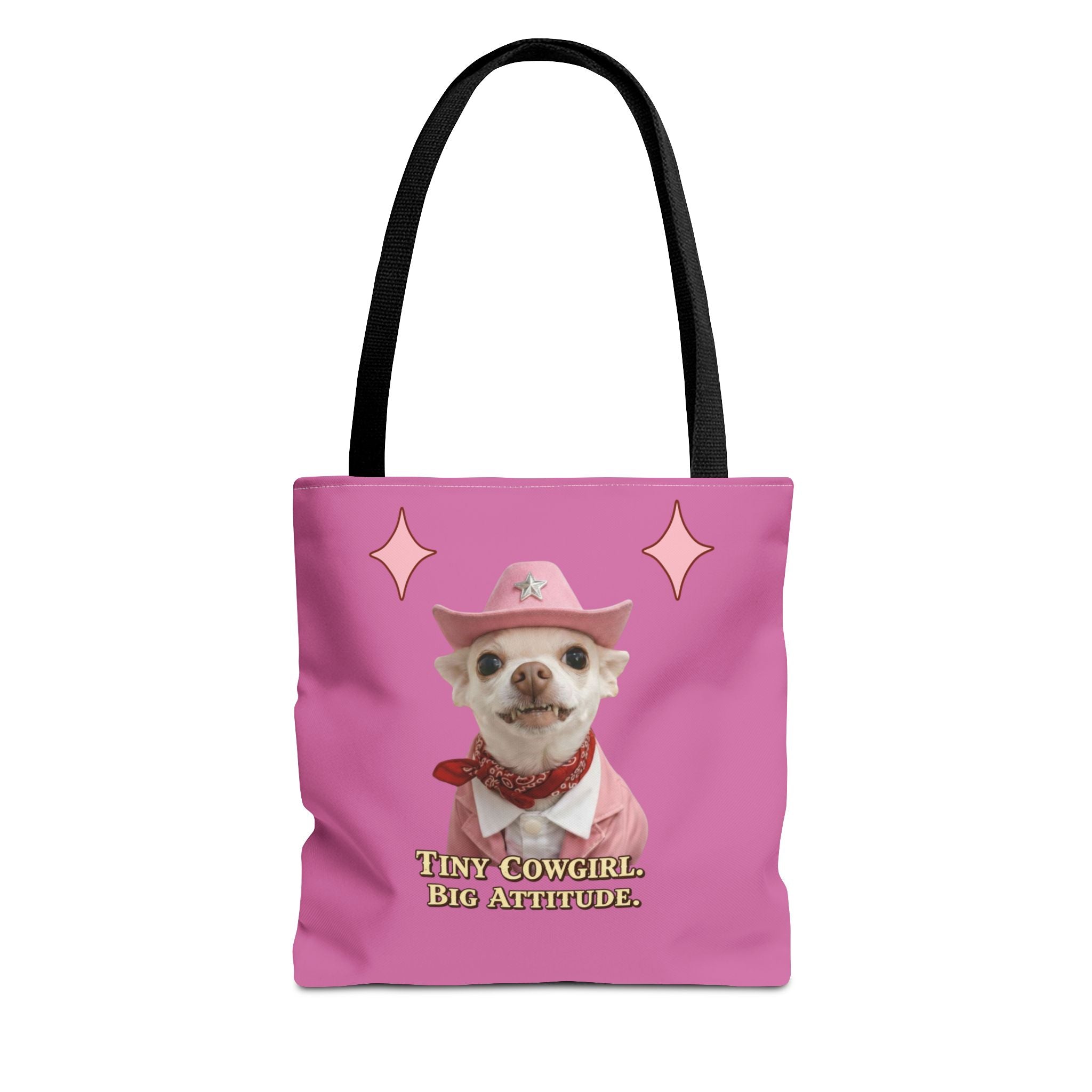 Tiny Cowgirl Tote Bag — Coco Cute Pink Chihuahua   Big Attitude” ON WOLF HILL RANCH