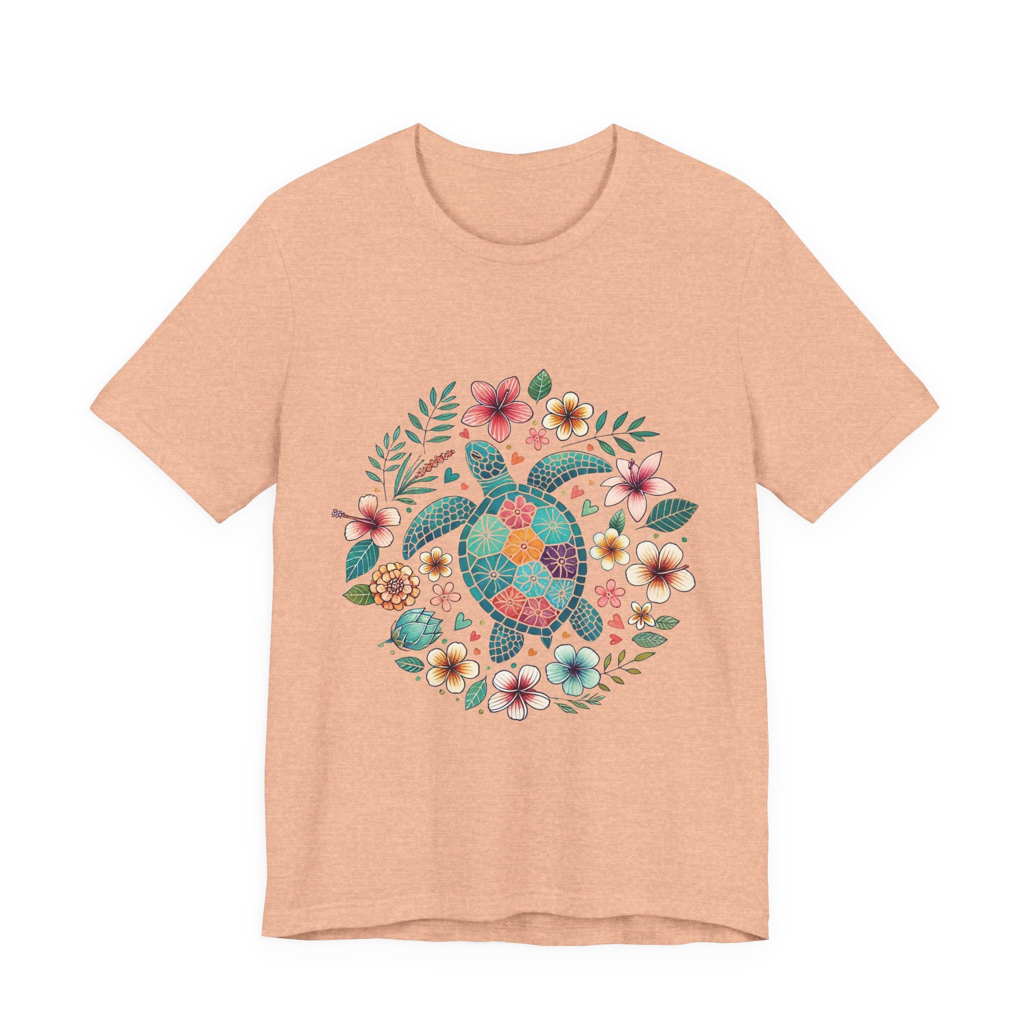 Floral Mosaic Sea Turtle T-Shirt — Tropical Beach Boho Tee